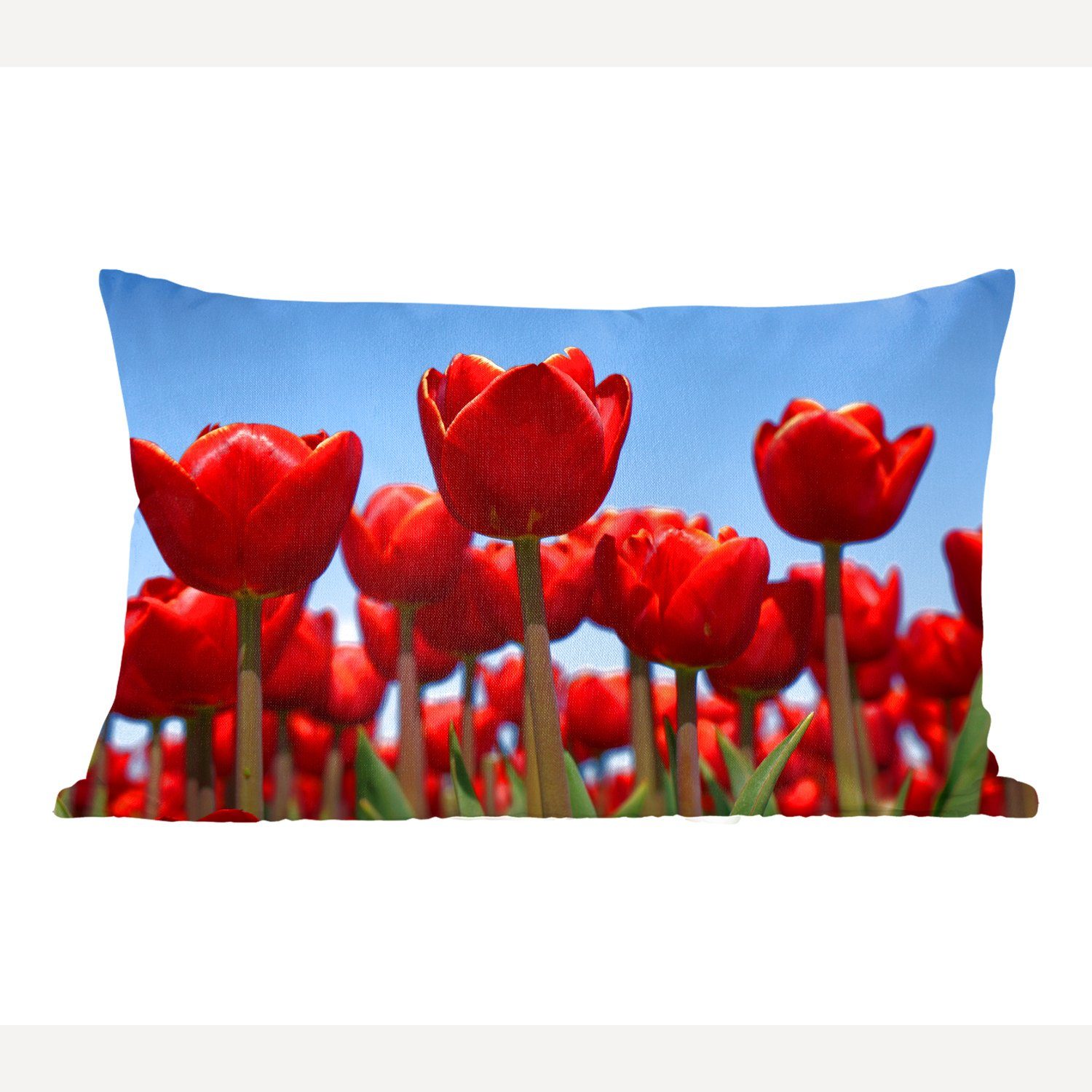 Rote Tulpe, Wohzimmer Schlafzimmer Zierkissen, MuchoWow Dekokissen mit Dekokissen Die Füllung, Dekoration,