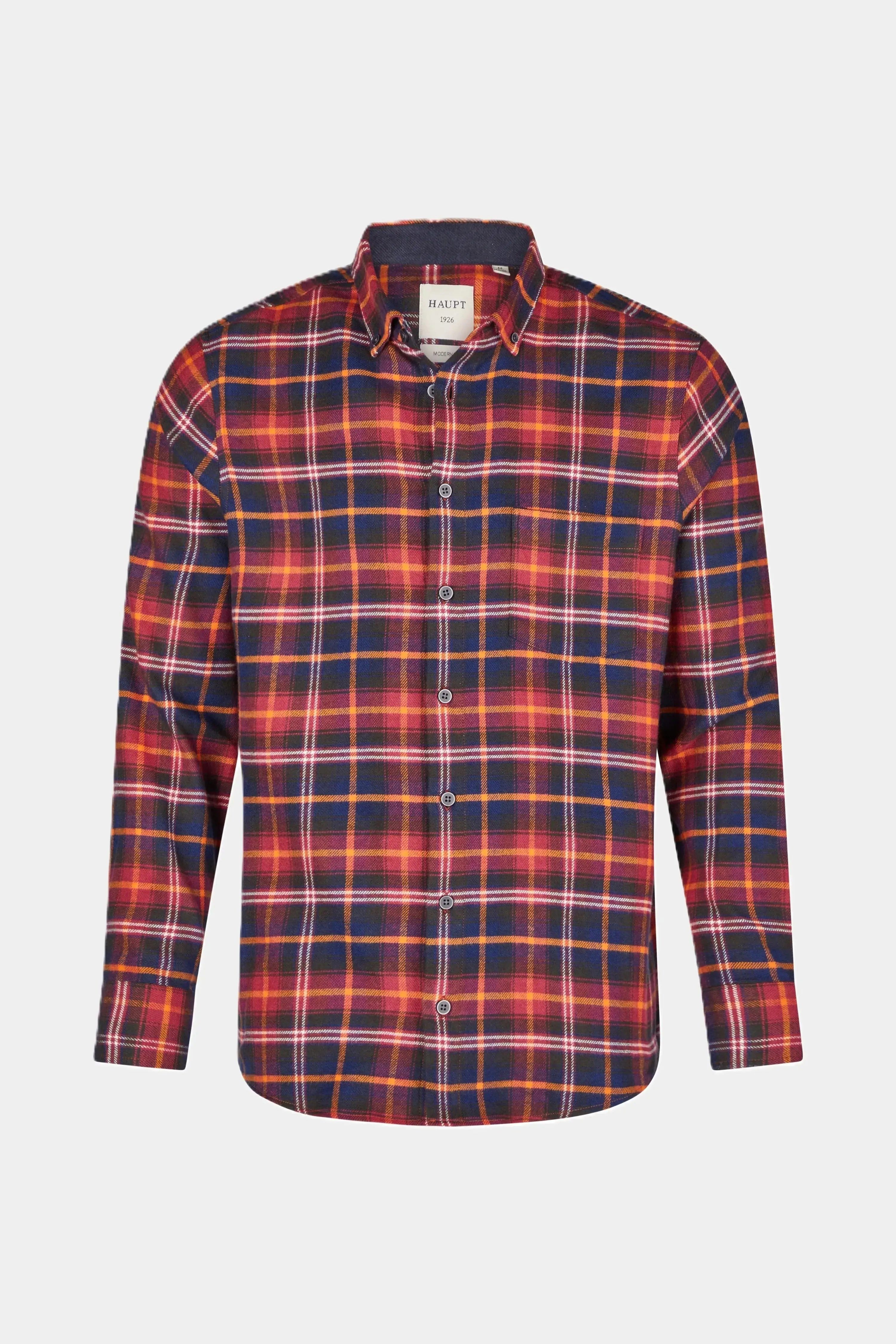 Haupt Langarmhemd Haupt Flanell Modern Fit Langarm Herrenhemd im Karomuster günstig online kaufen