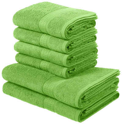 my home Handtuch Set »Juna« (Set, 6-tlg), Handtuchset mit feiner Struktur-Bordüre, weiche Handtücher in modernen Uni-Farben