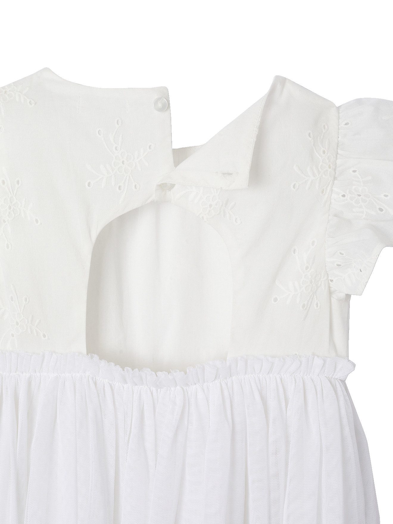 vertbaudet Minikleid Mädchen Festkleid mit Lochstickereien und Tüllrock Lochstickerei