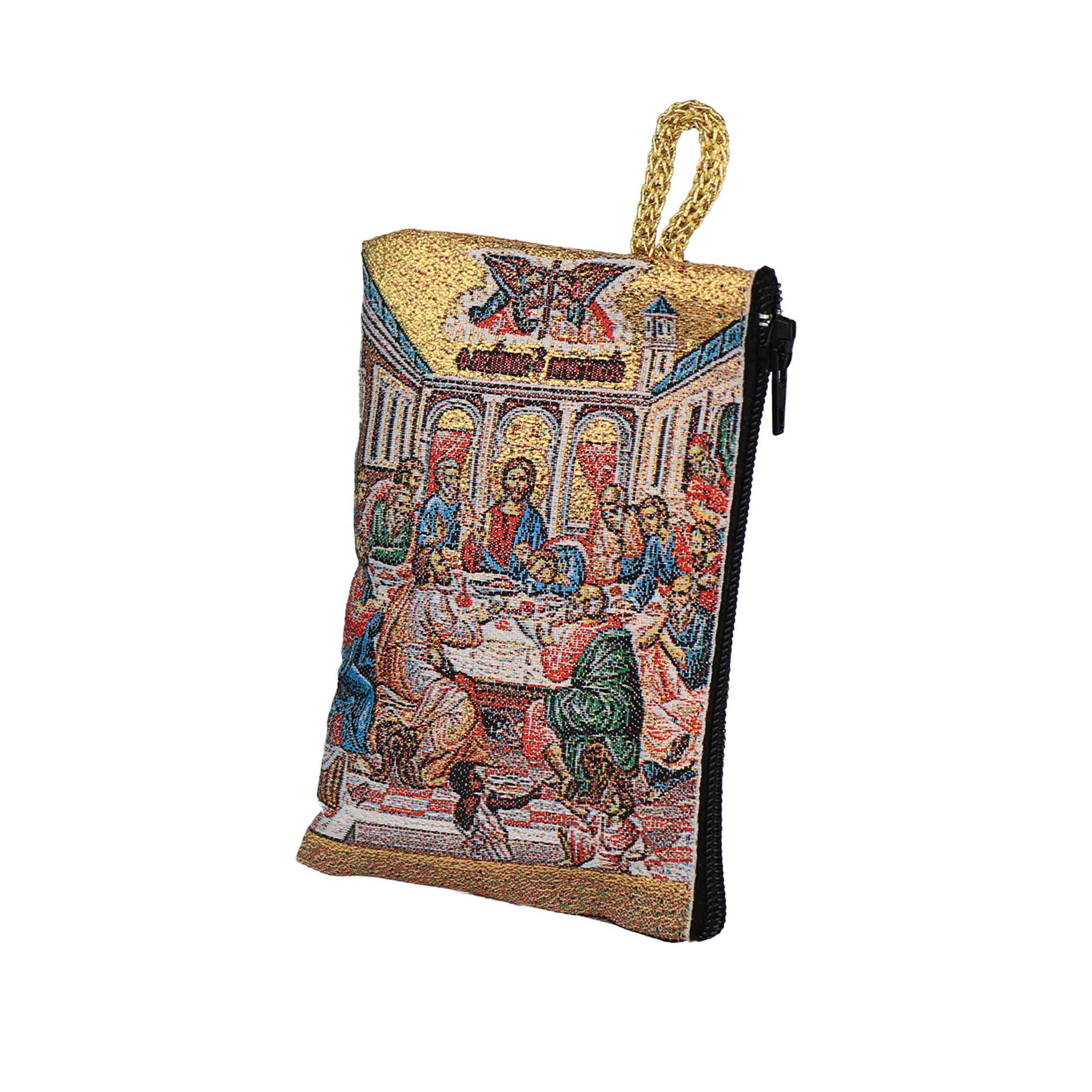 NKlaus Bild Rosenkranz Tasche Letztes Abendmahl – 7x10cm goldfarben mit Zipper, Religion