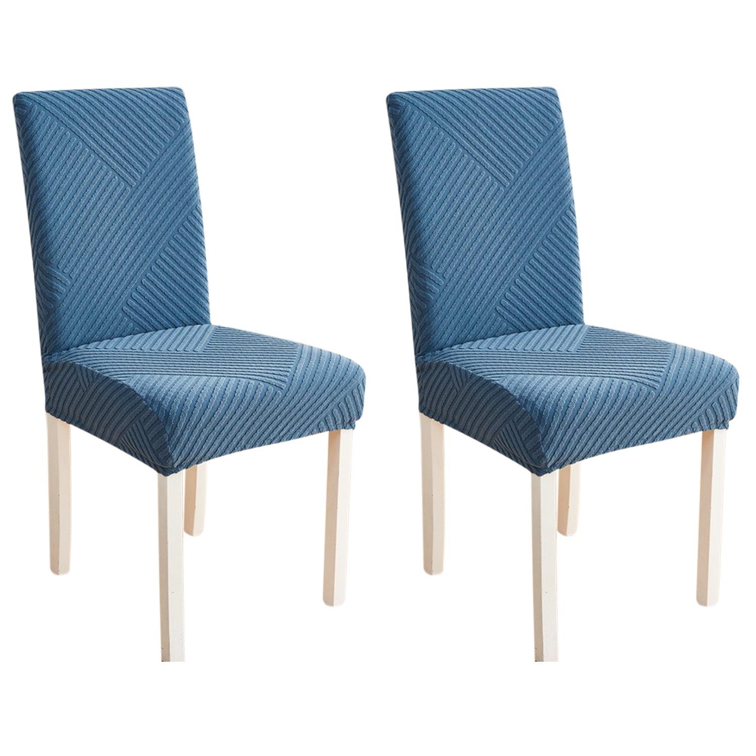 Stuhlhusse, Modern HOMEIDEAS, Jacquard Blau Stretch Linienkunst Stuhlschutzbezug set