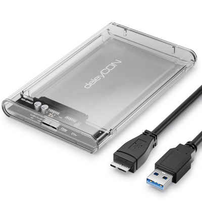 deleyCON Festplatten-Gehäuse deleyCON Festplattengehäuse 2,5“ SATA3 HDD SSD 7mm 9,5mm Micro-USB