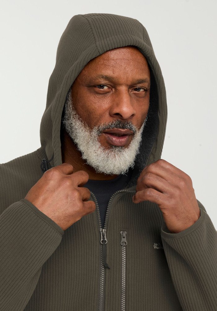 Jack Wolfskin Fleecejacke LAKE RIDGE HOODED JKT M Fleecejacke mit Kapuze, warm, komfortabel