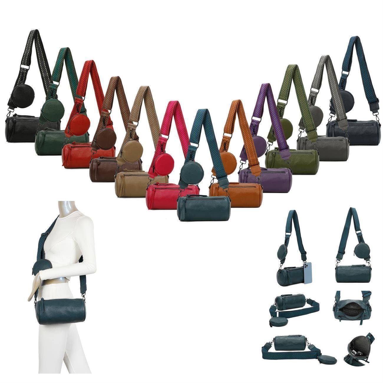 ITALYSHOP24 Gürteltasche Damen Zylinder Crossbody Tasche Umhängetasche Vint günstig online kaufen