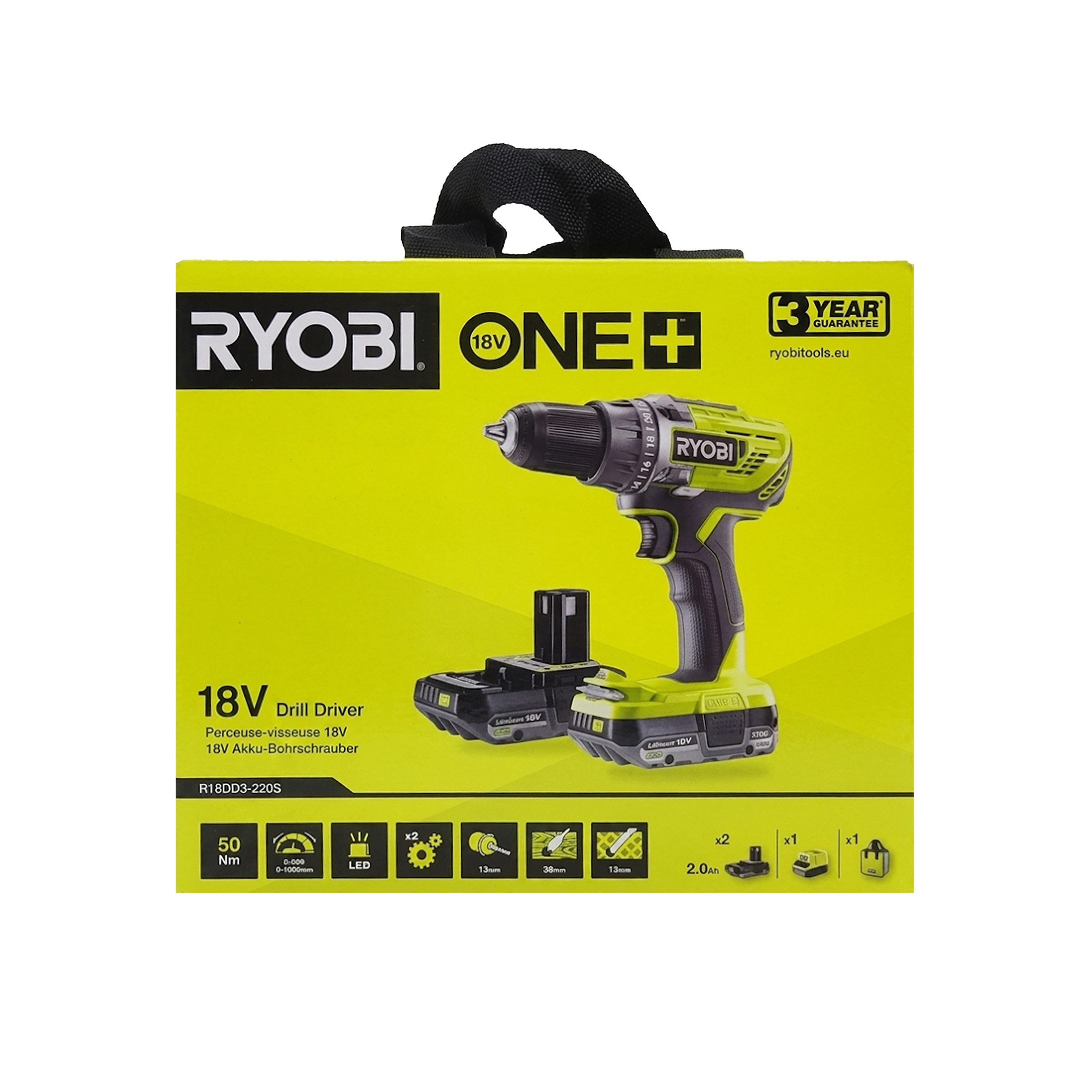 RYOBI Ryobi R18DD3-0 5133003348 – 18V 2-Gang Bohrschrauber, (1-tlg)