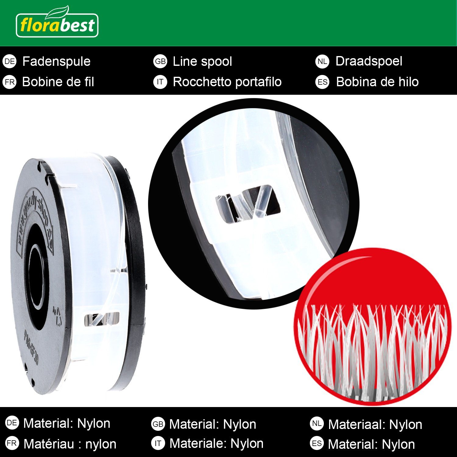 Florabest Rasentrimmer-Ersatzspule Original LIDL Doppelfadenspulen, (FRT 450 A1,B2,FRT 430, 430/10, 6-St)