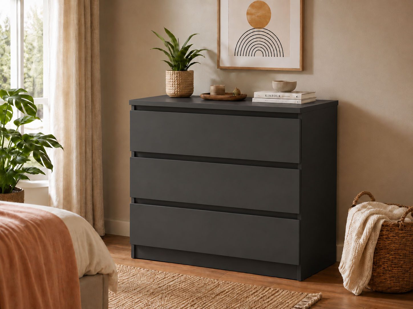 Home affaire Kommode Naia, abgerundete Schubladenkanten auf Metallgleiter, Breite 77 cm