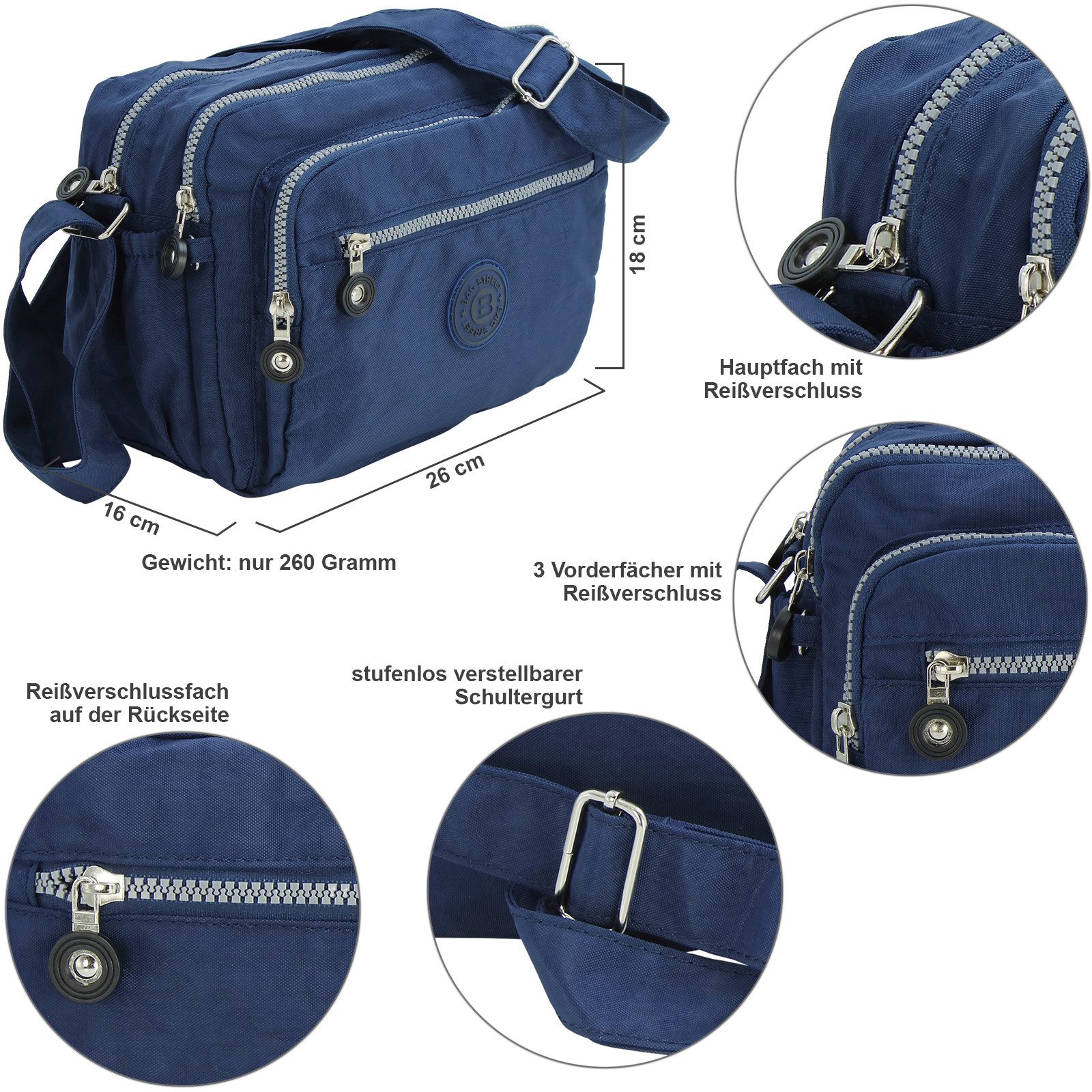 BAG STREET INTERNATIONAL Umhängetasche Leichte Damen Schultertasche Nylon casual Crossbody Bag Freizeittasche, mittelgroß