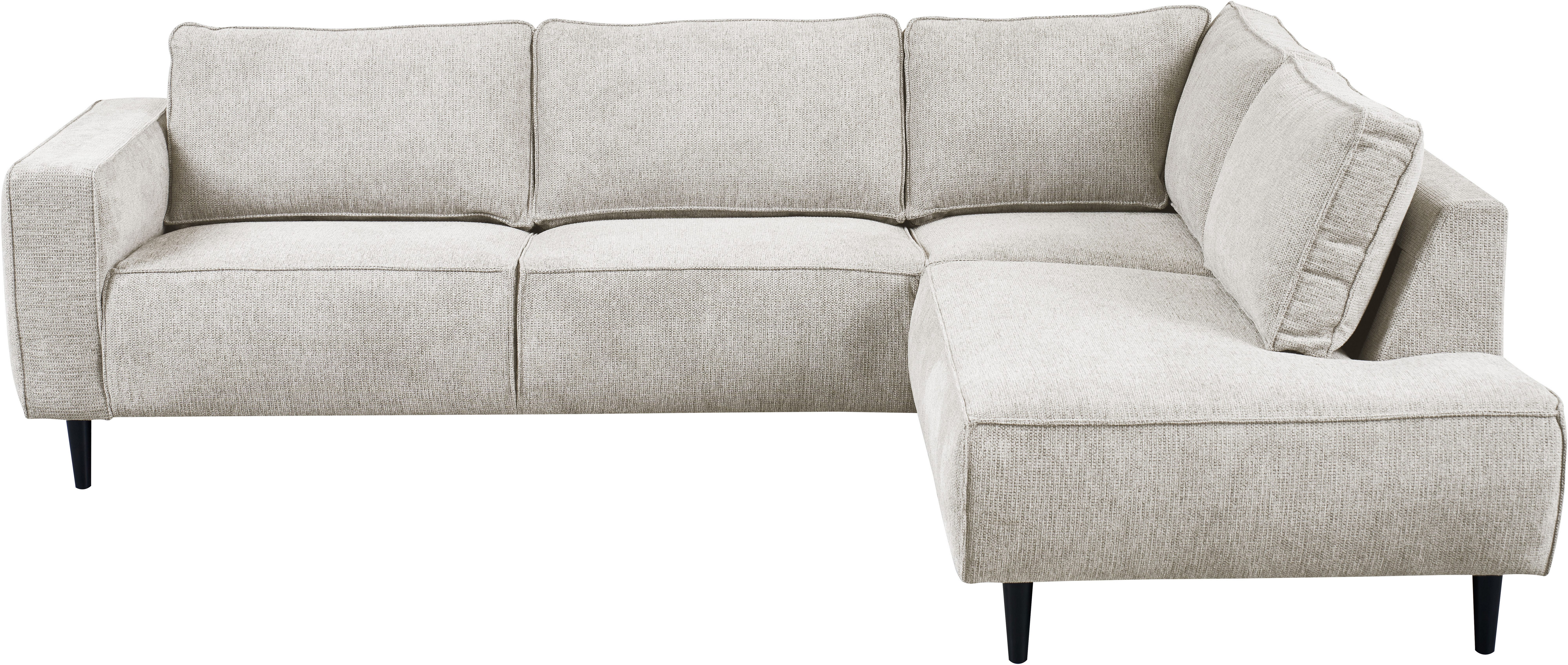 Home affaire Ecksofa Fumone, Lederoptik oder Soft-Touch Chenille, Breite 260, mit schwarzen Massivholzfüßen