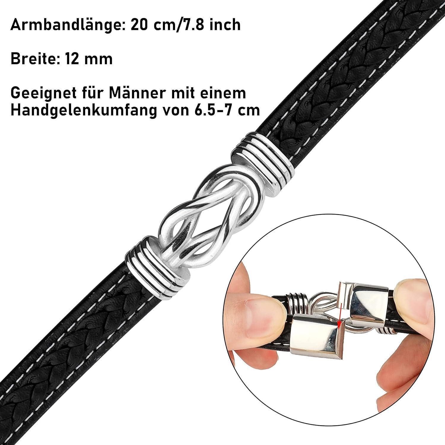 Merclix Lederarmband Set Herren Armband Halskette Set Geschenke Geburtstag Weihnachten Vatertag