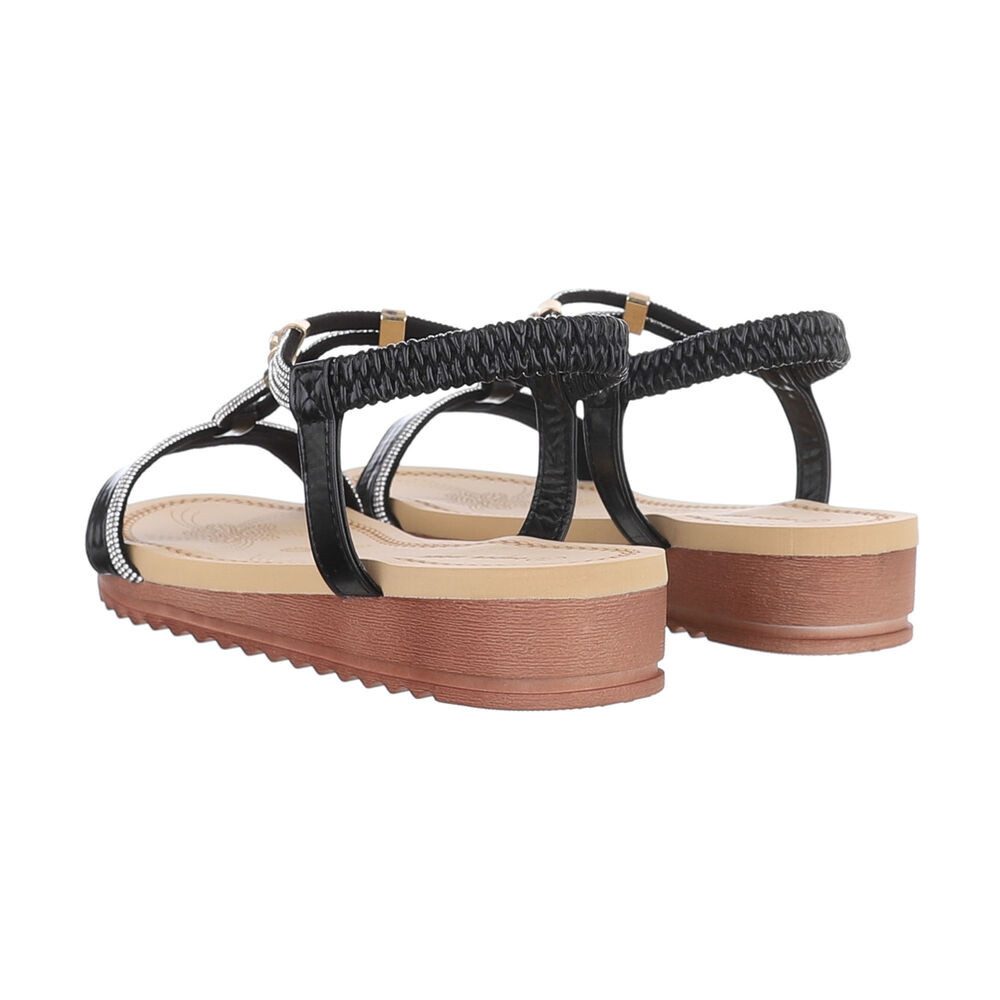 Ital-Design Damen Freizeit Riemchensandalette (85960571) Keilabsatz/Wedge Keilsandaletten in Schwarz – Bild 3 von 4