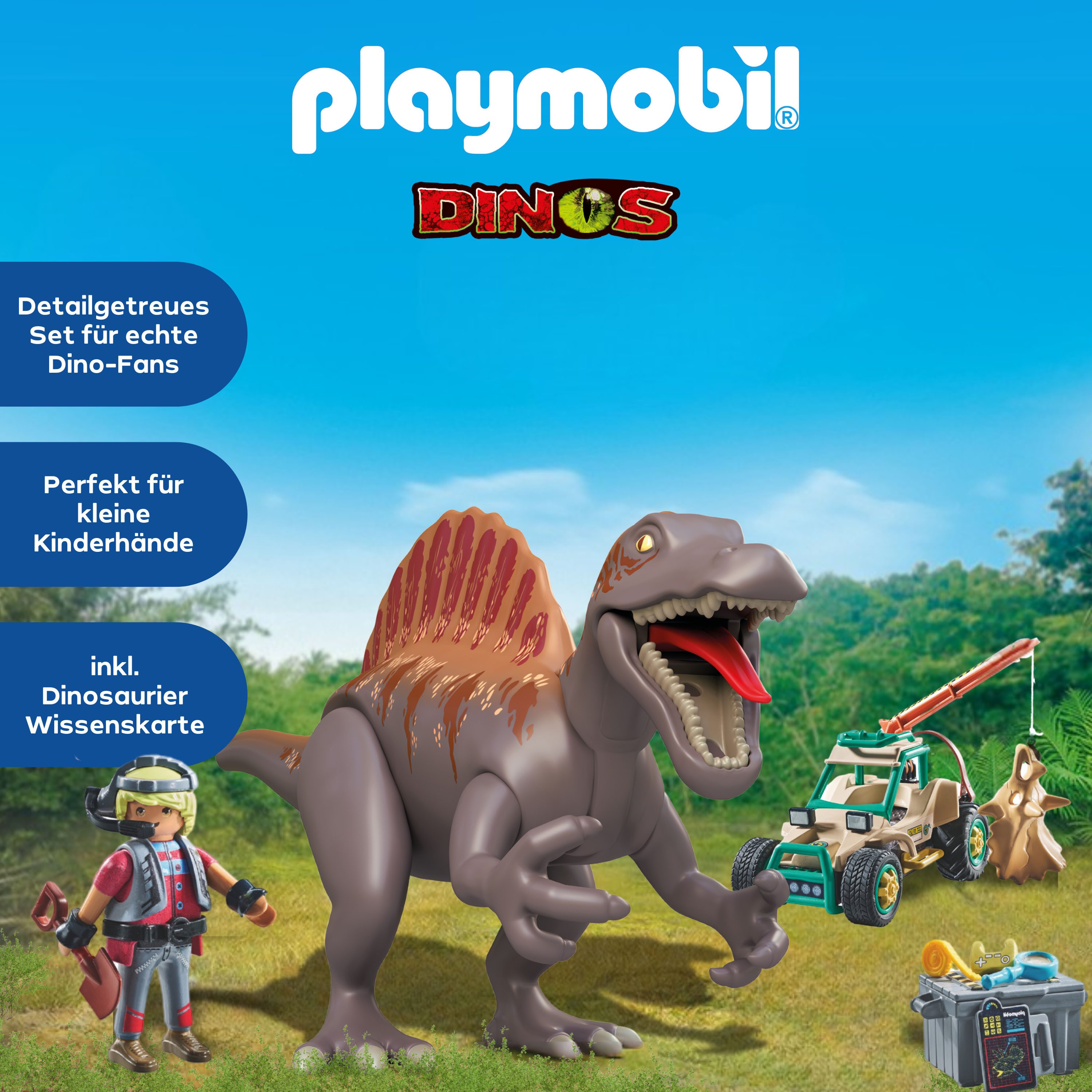 Playmobil® Spinosaurus-Angriff auf Dino-Ausgrabung (71820), Playmobil Dinos Konstruktions-Spielset, (60 St)