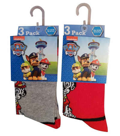 PAW PATROL Socken Paw Patrol Socken 6er Pack Rot/Grau 31/34 (Set, 6-Paar, Paw Patrol Socken 6er Pack Rot/Grau 31/34)