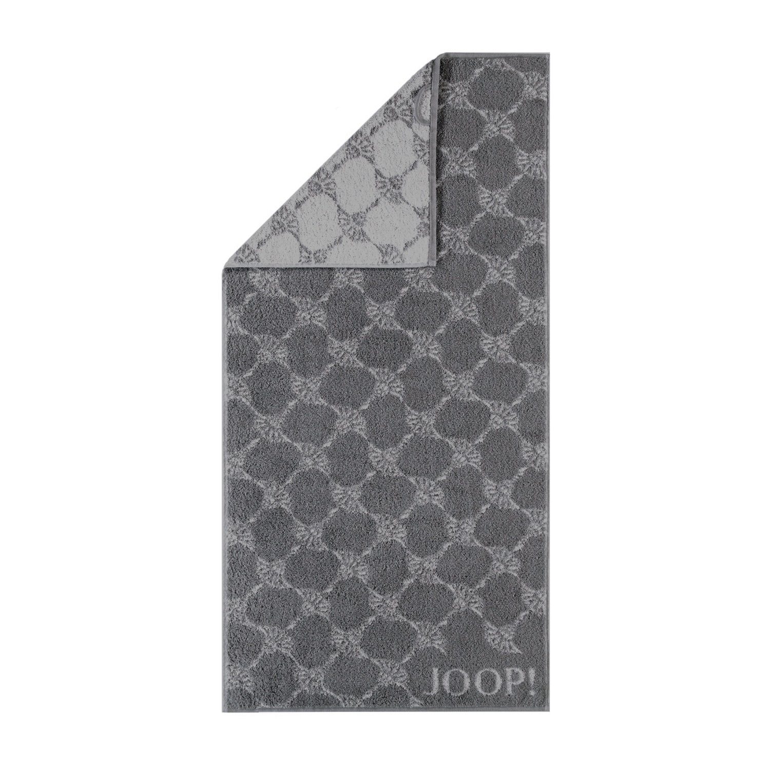 JOOP! Handtuch Gästetuch Classic Cornflower anthrazit 1611 77, Walkfrottier (1-St), Kornblumen-Design, Logo