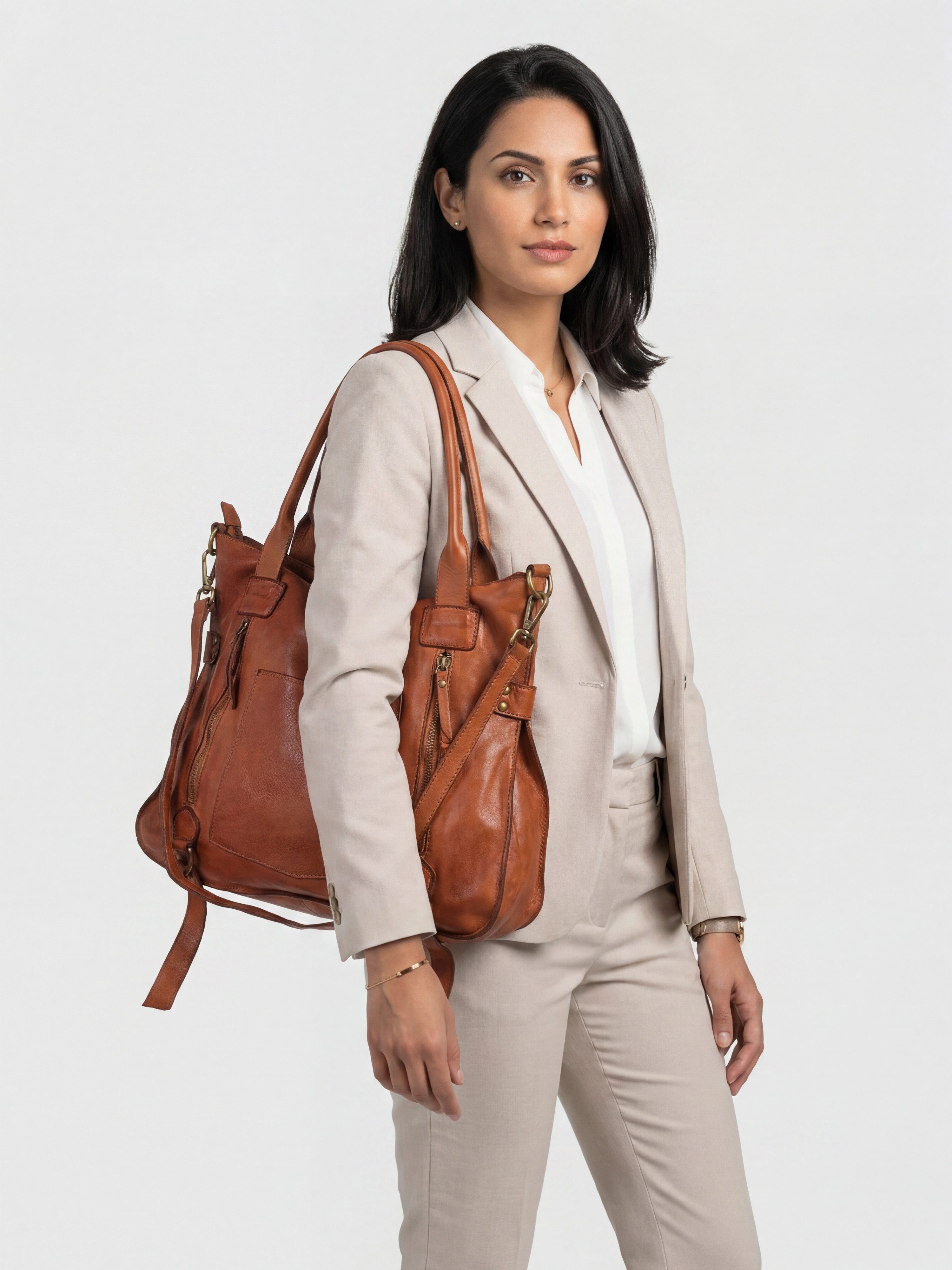sanumi Schultertasche großer italienischer Ledershopper, Made in Italy, weiches Echtleder