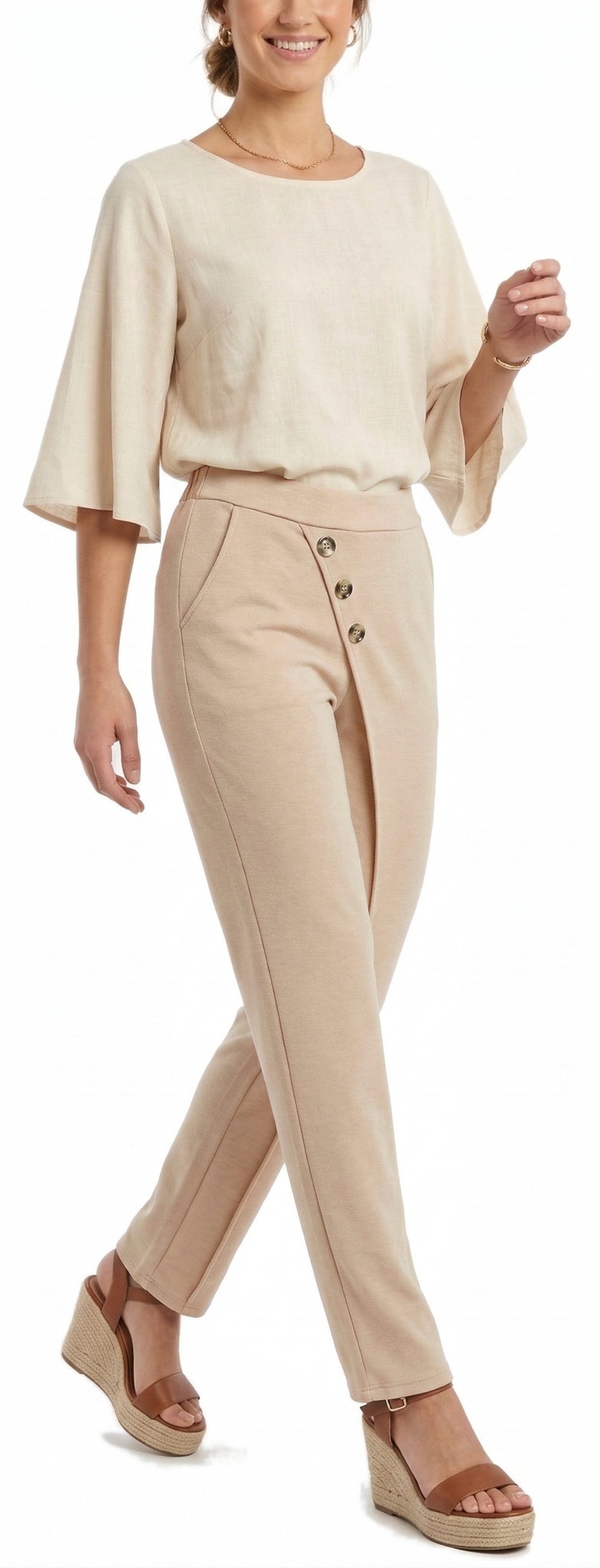dy_mode Schlupfhose Damen Stoffhose Wickel-Optik High-Waist Schlupfhose in Unifarbe, High Waist, mit elastischem Bund