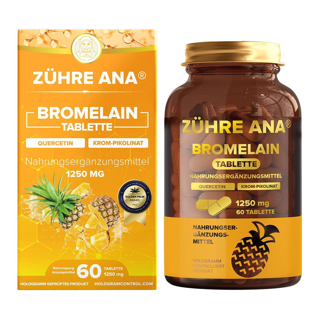 Zühre Ana® Bromelain Kapseln-1250 mg 60 Kapseln – gewonnen aus Ananasextrakt Kapseln, 60 g