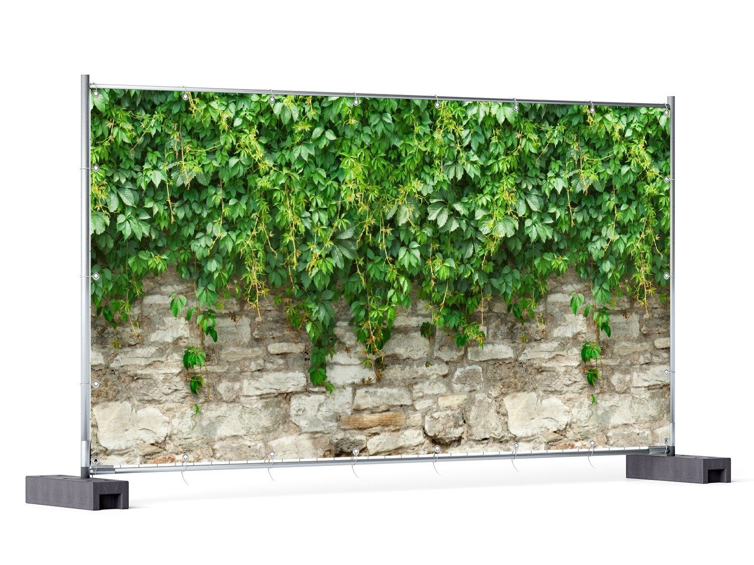 Wallario Sichtschutzzaunmatten Steinmauer und grünen Pflanzen günstig online kaufen