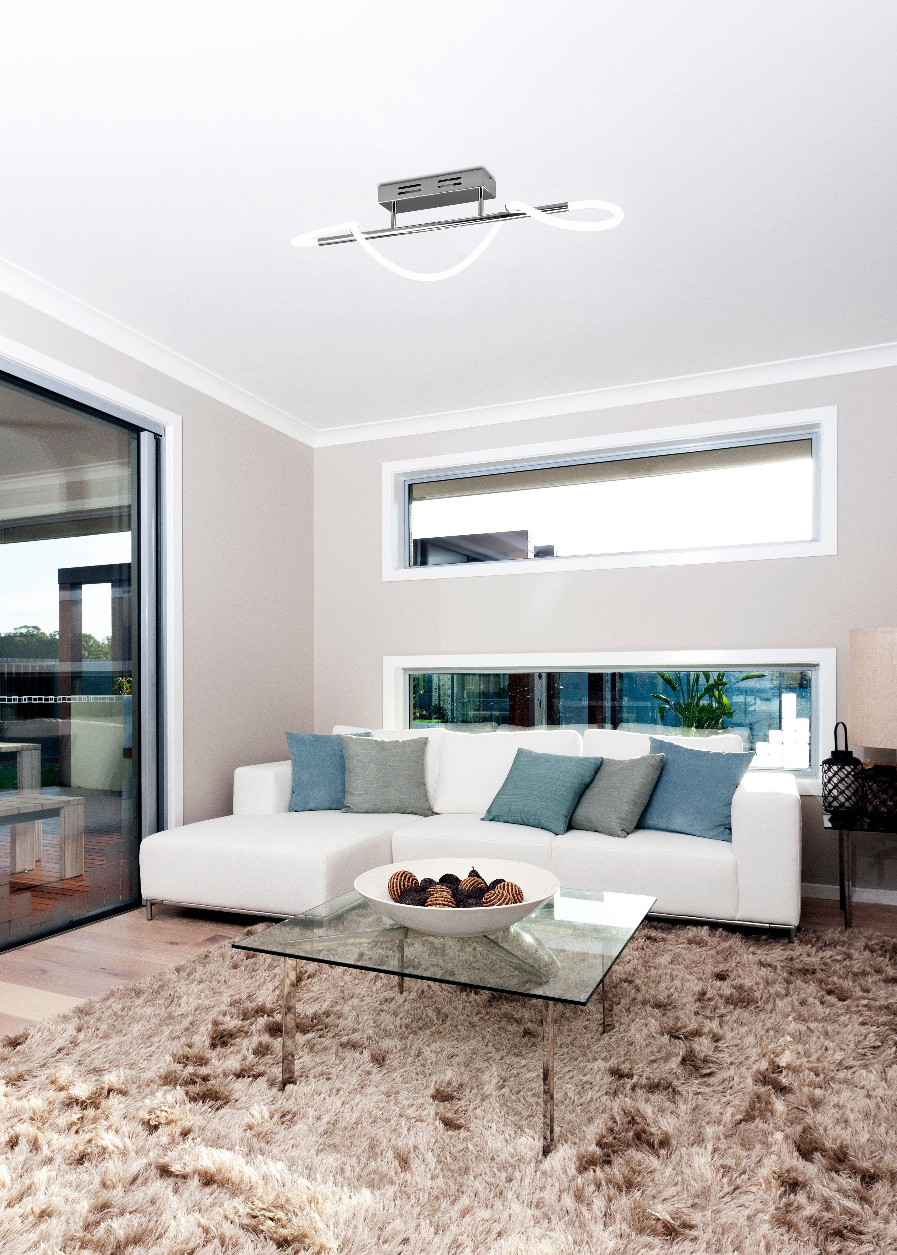 Reality Leuchten LED Deckenleuchte ARGOS, Deckenlampe 28W LED kaltweiß 4000K, 3500 Lumen, Switch Dimmer, Dimmfunktion, LED fest integriert, Kaltweiß, in 3 Stufen dimmbar über Wandschalter, 105 x 30 x 34 cm, LED Lichtband