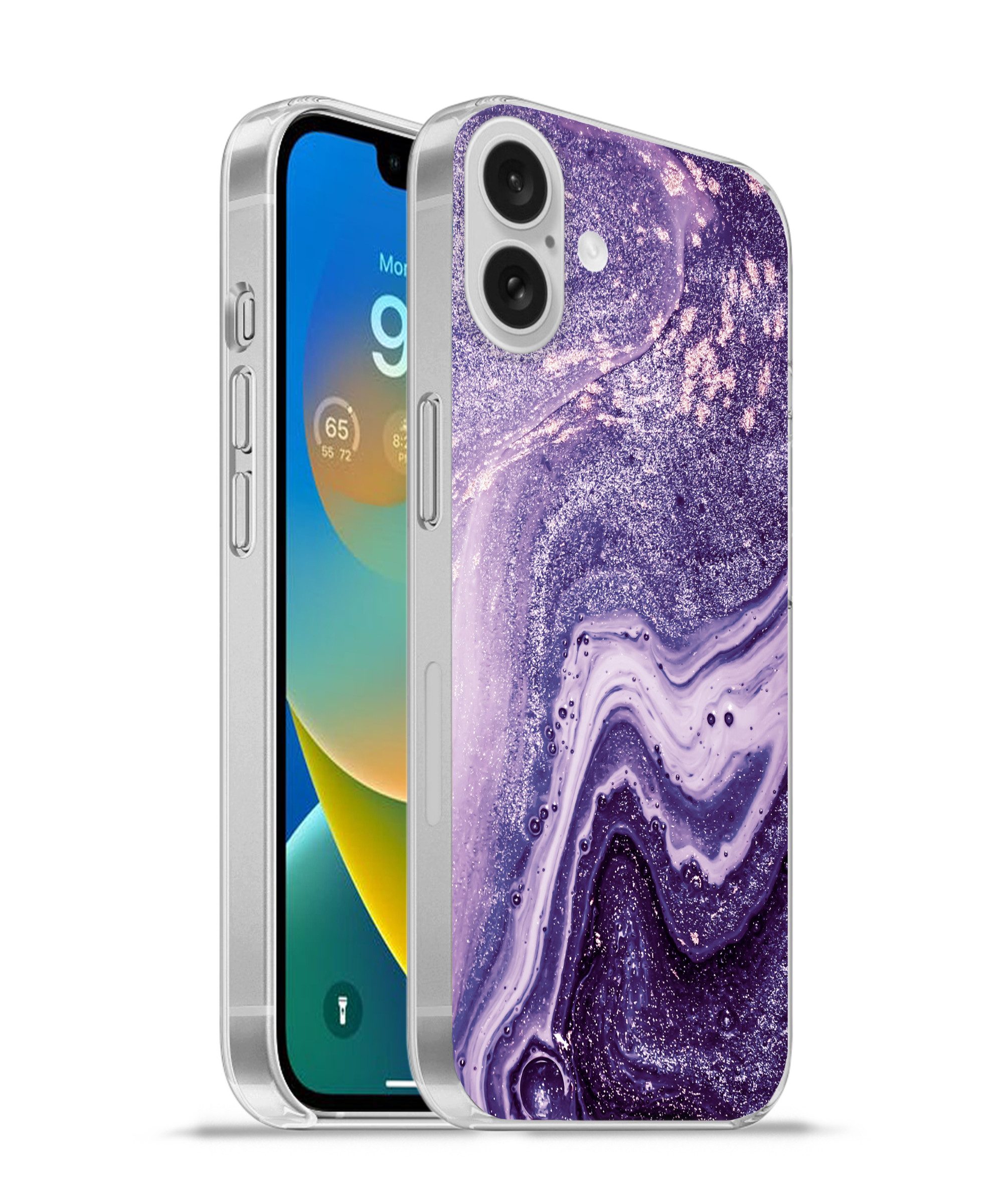 MuchoWow Handyhülle für Apple iPhone 16 Plus Naturstein - Glitzer - Luxus, Smartphone-Bumper, Print, Handy Schutzhülle Dünn