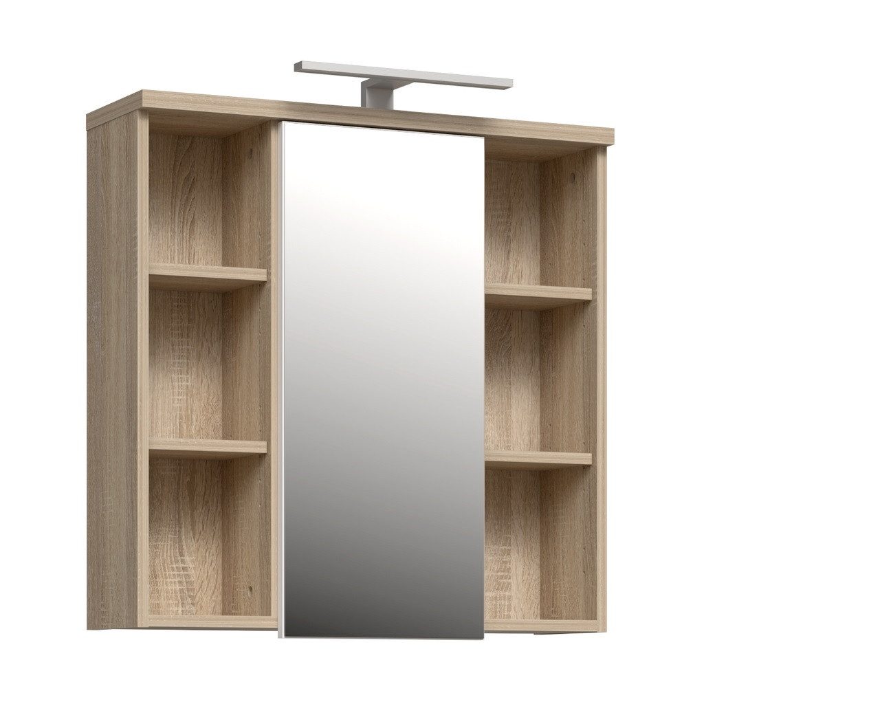 FORTE Badezimmerspiegelschrank LED-Beleuchtung, Spiegel, Sonoma Eiche Dekor - 68,6x68,1x20cm (B/H/T)