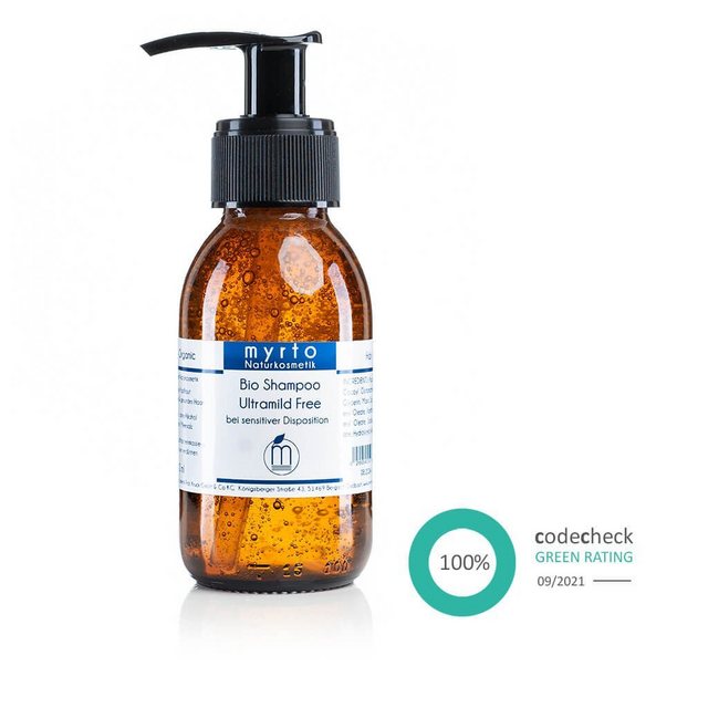 myrto Naturkosmetik Kopfhaut-Pflegeshampoo Natur Bio Shampoo Ultramild Free – bei sensibler Kopfhaut, frei von Duftstoffen, Alkohol, Konservierungsstoffen, Palmöl