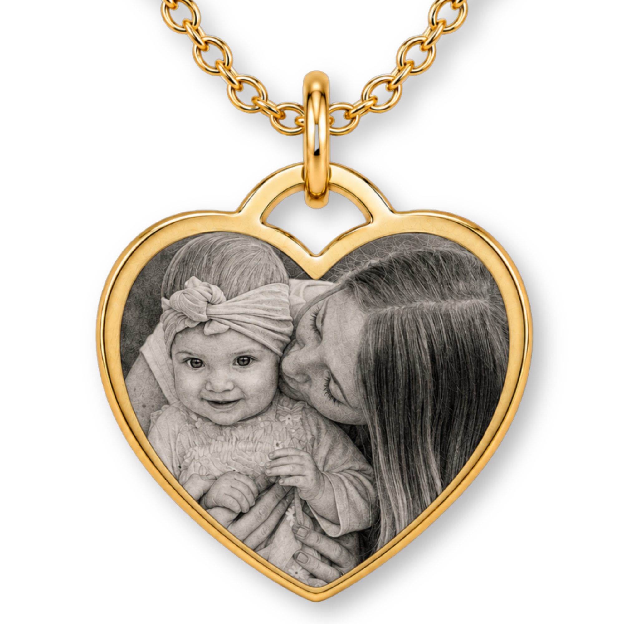 BS Schmuckdesign Kette mit Anhänger mit Gravur Foto Halskette Damen personalisiertes Geschenk Gravurkette Herzform (inkl. Gravur), personalisiert inkl. Geschenkbox