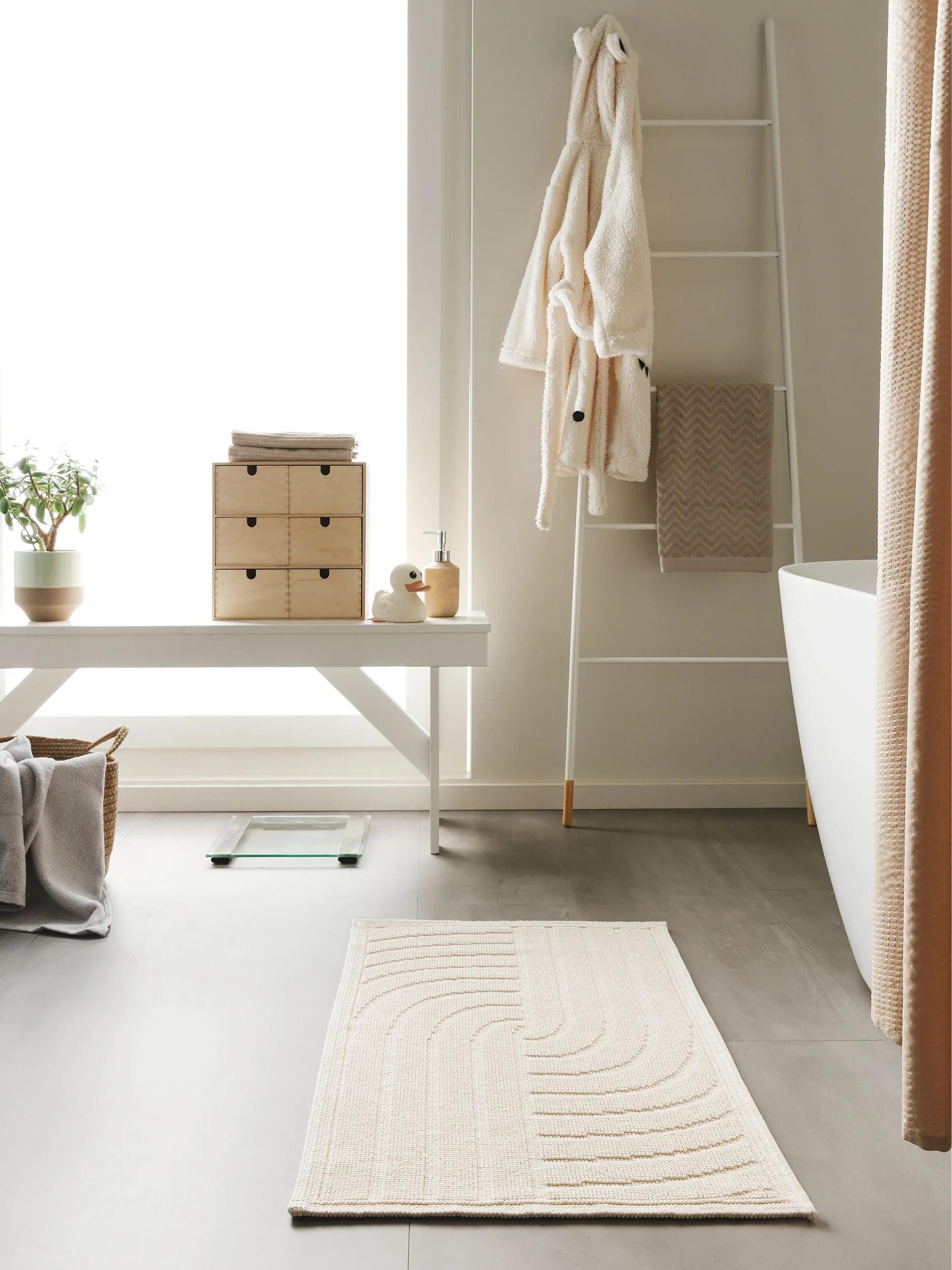 benuta Badematte Jojo, Höhe 5 mm, Baumwolle, rechteckig, 100% Baumwolle, Strukturmix, Minimalistisch, Badezimmer