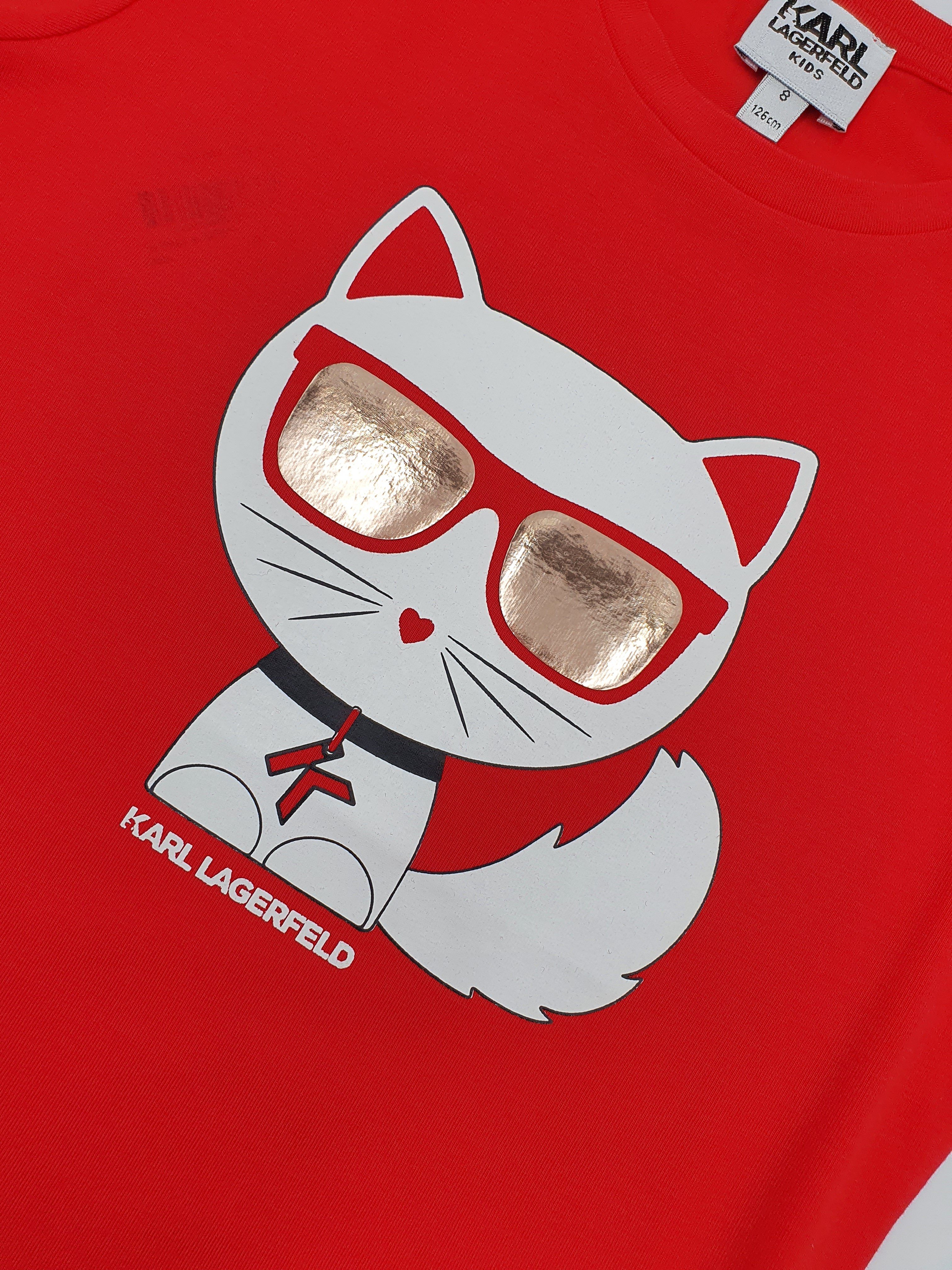 LAGERFELD Lagerfeld rot T-Shirt Katze Karl Choupette KARL T-Shirt