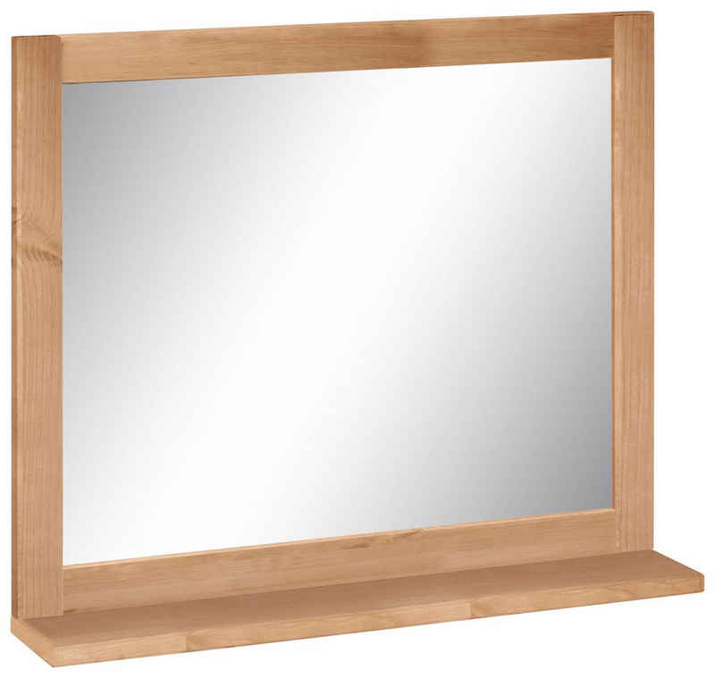 Home affaire Wandspiegel »Westa«, Breite 60 cm, Badezimmerspiegel mit Rahmen, Massivholz, Kiefernholz, 1 Ablage