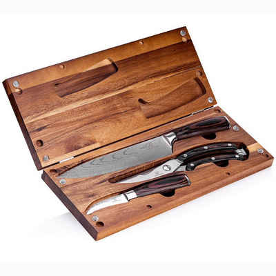 Küchenkompane Messer-Set Outdoor Messerset 3in1 - Messerset mit Messerbox und Schneidebrett (4-tlg)