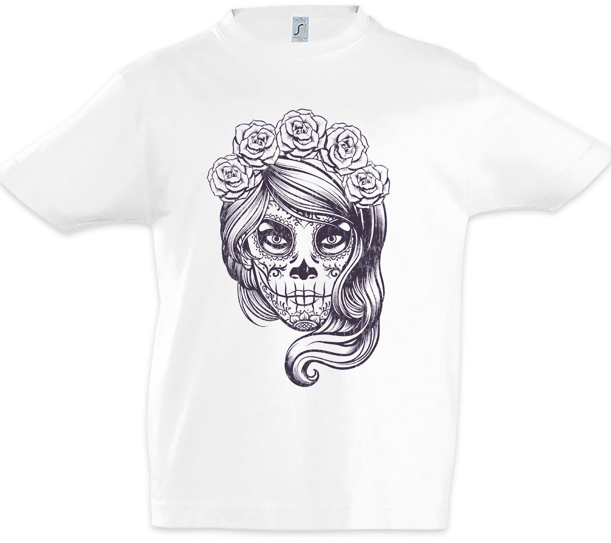 Print-Shirt Dia De Muertos III Kinder T-Shirt Schädel Mexiko Los Gang Latino