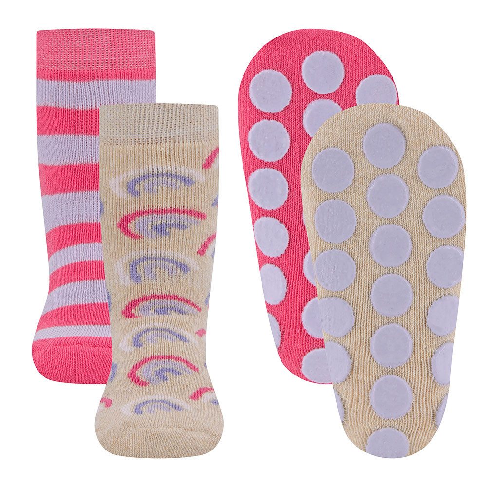 ABS-Socken Stoppersocken ABS 2er Pack Regenbogen/Ringel