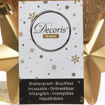 Decoris season decorations Christbaumschmuck, Christbaumschmuck Sterne 7cm Kunststoff 6 Stück - Gold