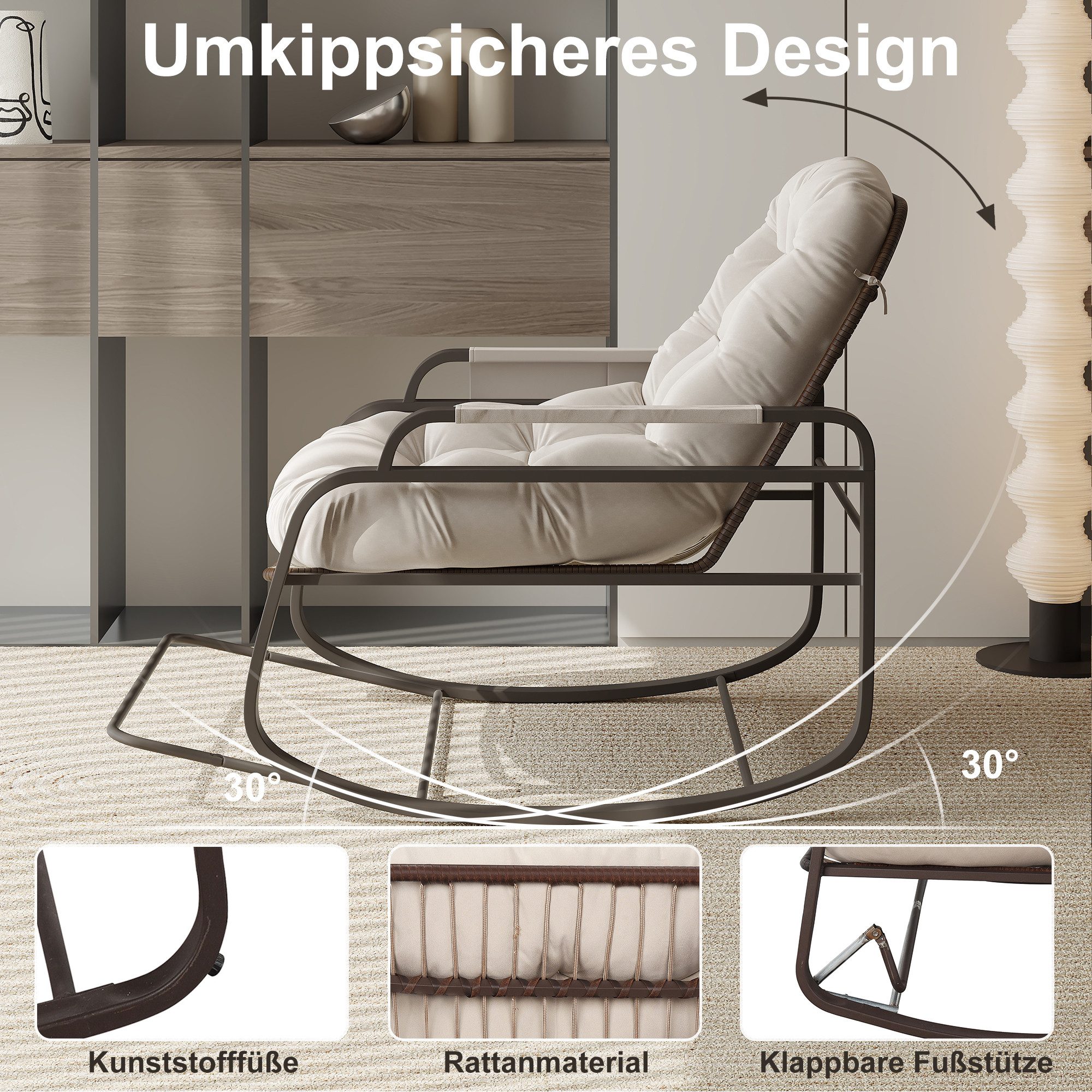 PXloue Schaukelstuhl Stillsessel Relaxsessel Loungesessel, Mit Klappbare Fu günstig online kaufen