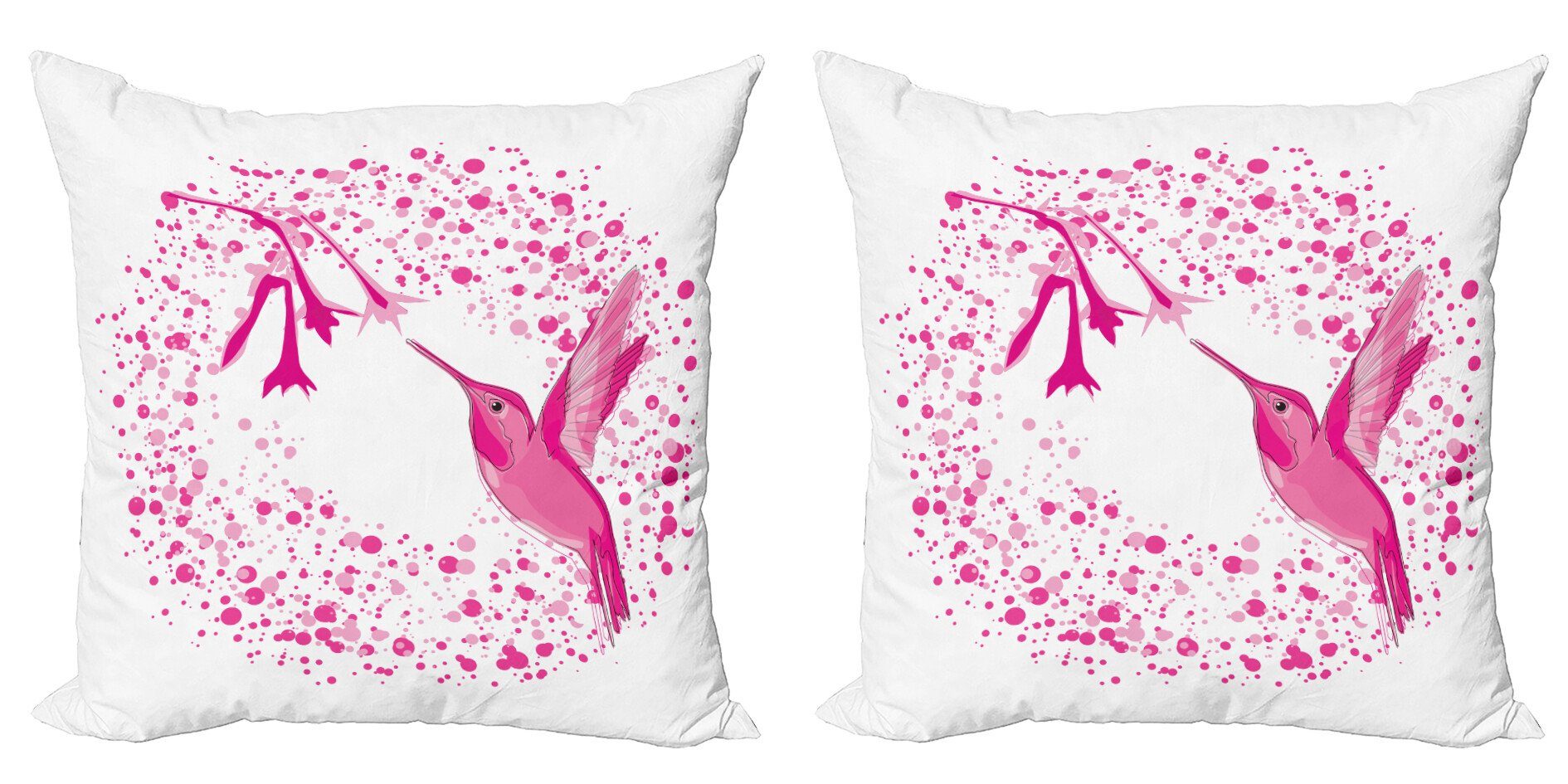 Kissenbezüge Modern Accent Doppelseitiger Digitaldruck, Abakuhaus (2 Stück), Tier Hummingbird Blumen-Punkte