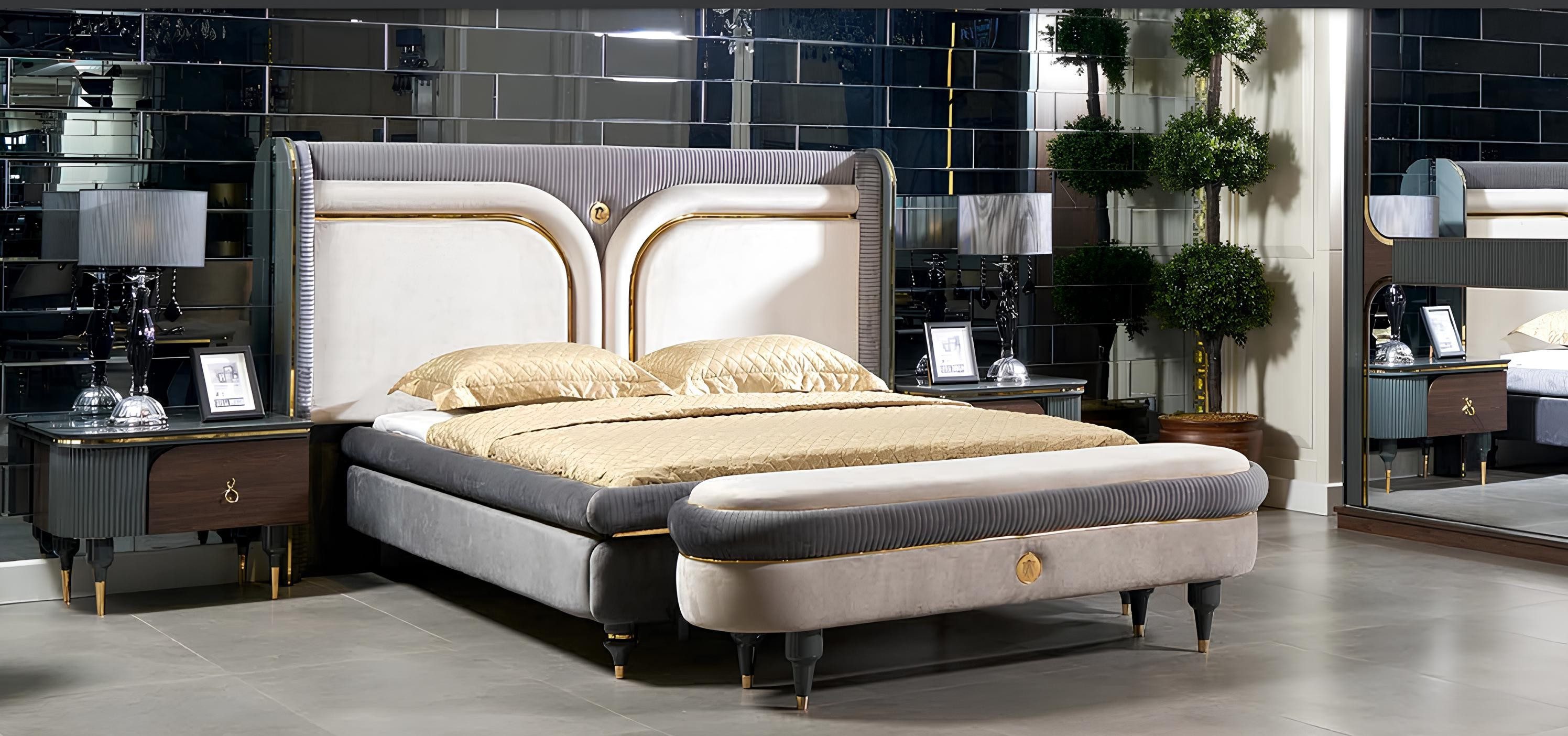 Xlmoebel Schlafzimmer-Set Bett mit 2 Nachttischen, 3-teiliges Set für Luxus Schlafzimmer, (3-tlg), Made in Europa