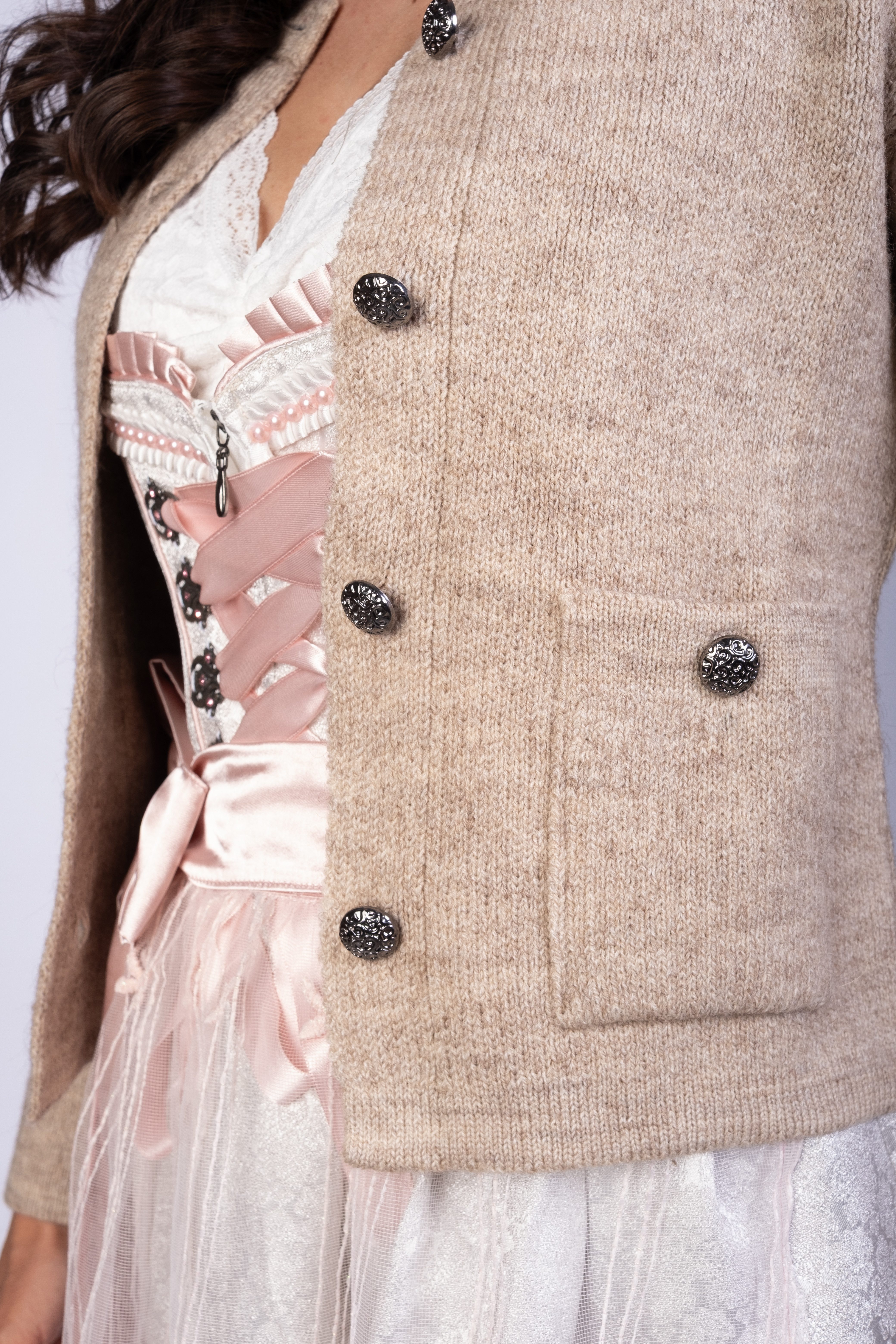Trachtl Trachtenjacke Jacke - Trachtl Rosi Beige 44 – Bild 3 von 3
