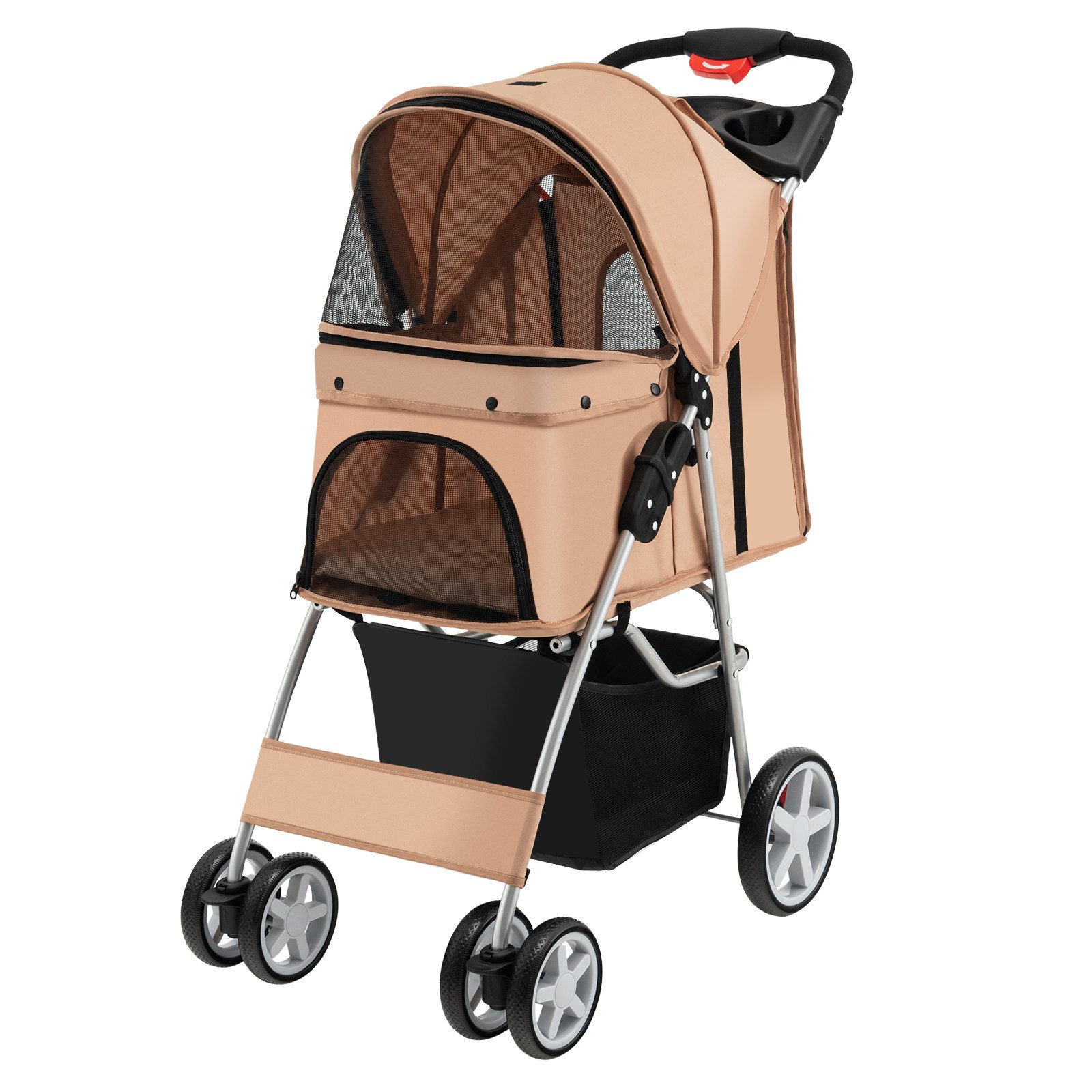 COSTWAY Hundebuggy Hundewagen, Tiertransportbox, mit Gitternetz, bis 15 kg