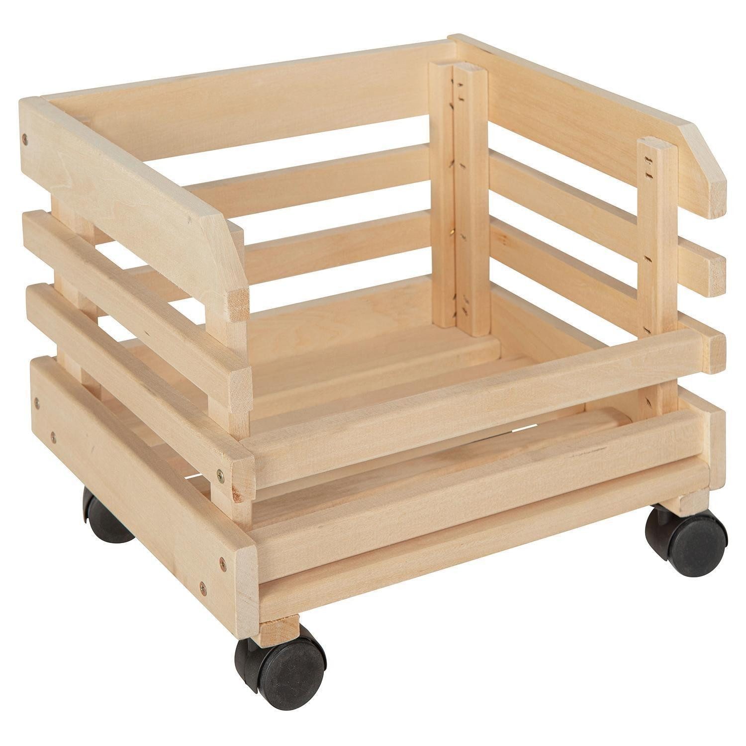 Inter Link Holzkiste 3-teilig FRUITS, Braun, Kiefernholz massiv, Stapelbar, mit Rollen, B 37 x H 80 x T 30 cm