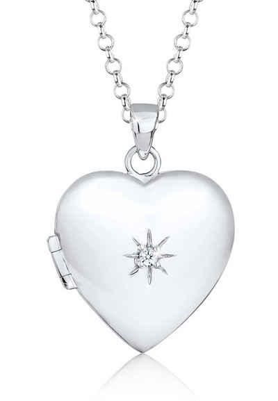 Elli DIAMONDS Kette mit Anhänger »Herz Amulett Diamant (0.03 ct) 925 Sterling Silber«