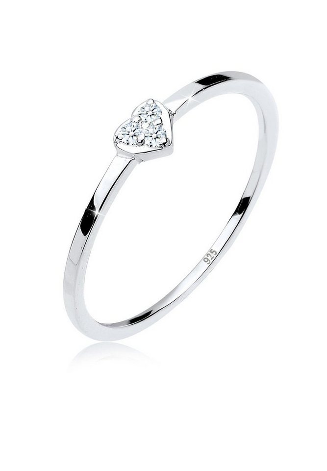 Verlobungsring Stein Herz-Form Damen-Ring Solitär-Ring 925 Sterling Silber