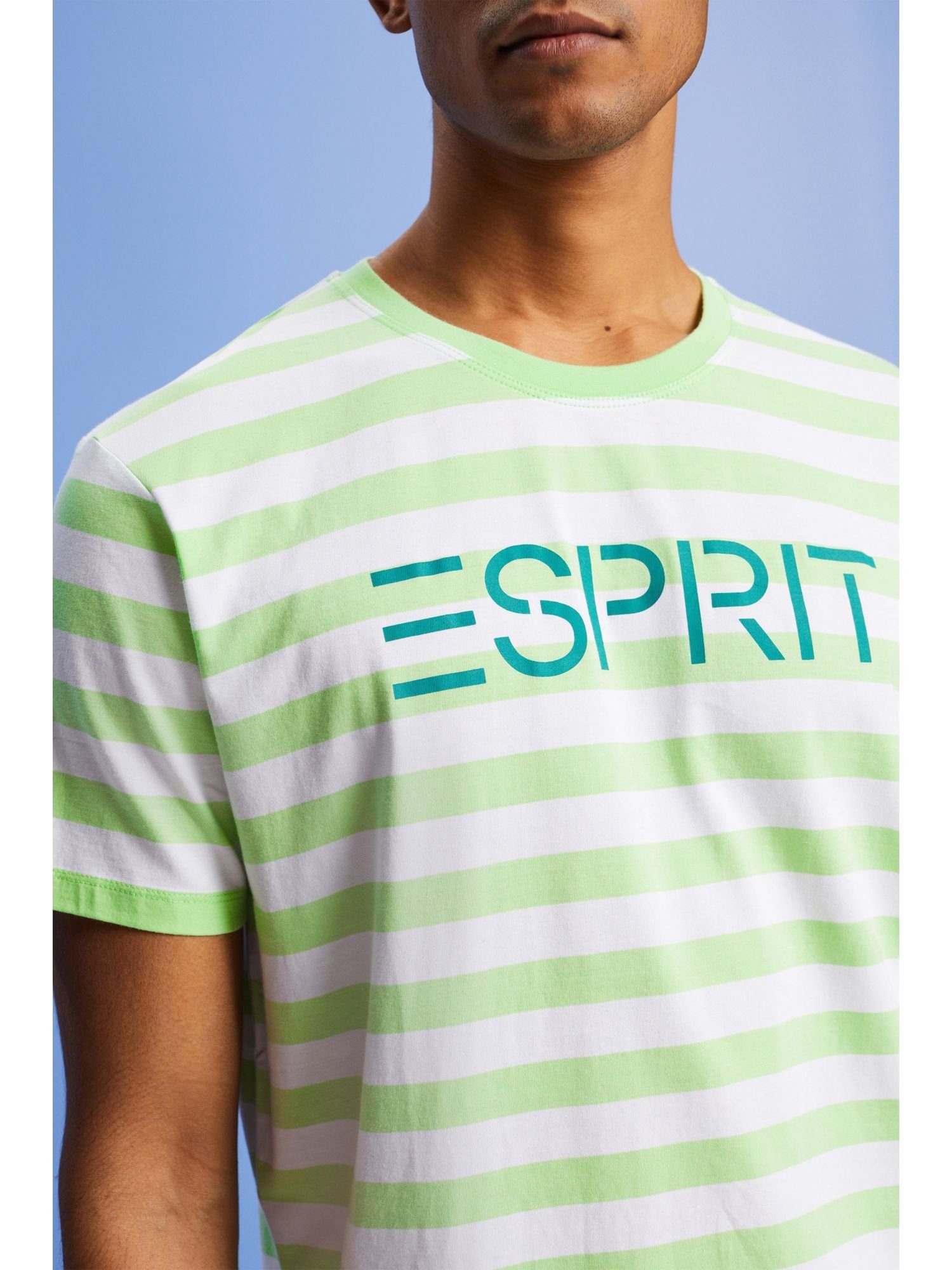 Esprit T-Shirt Gestreiftes Baumwoll-T-Shirt (1-tlg) GREEN CITRUS