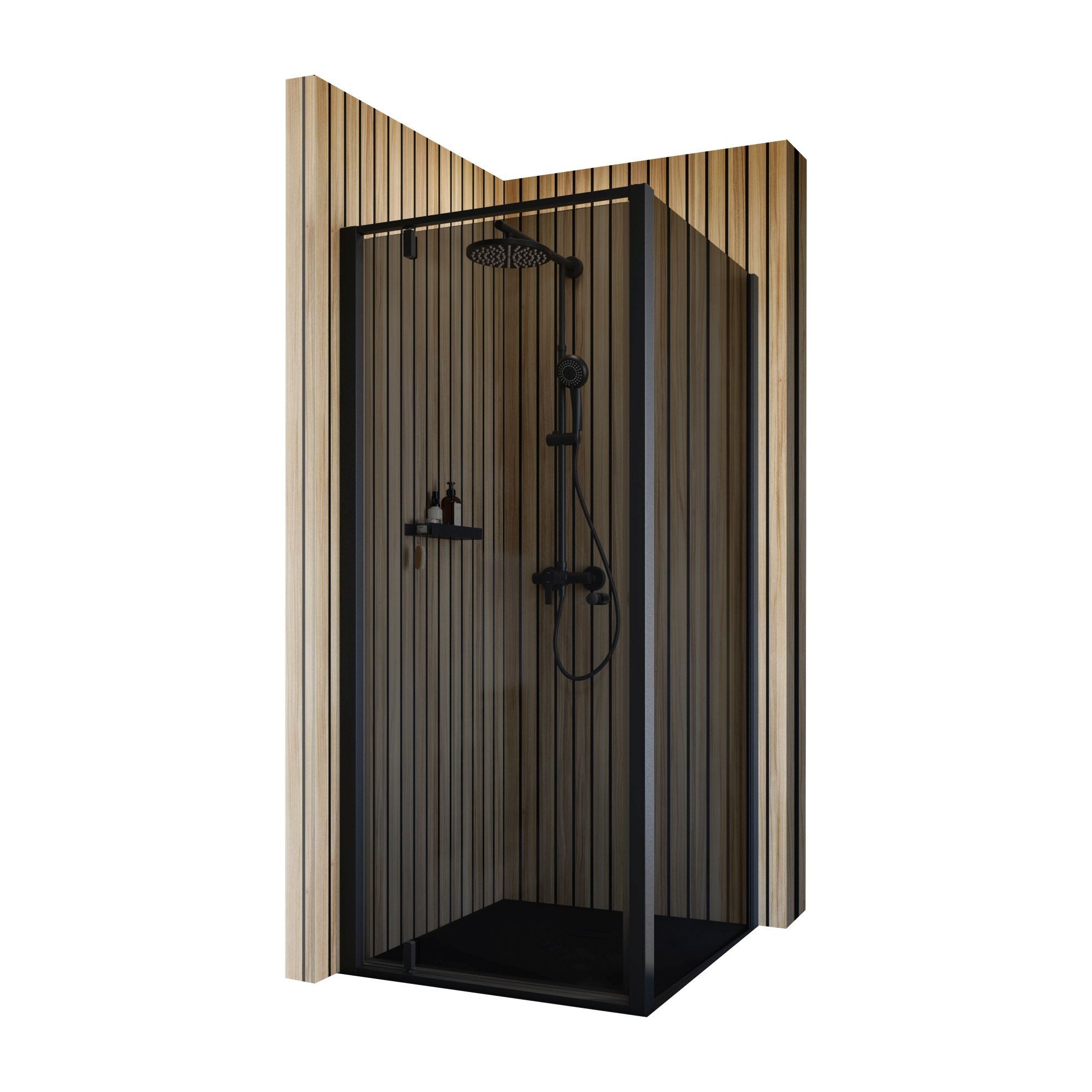 Schulte Eckdusche Trend 2.0, Höhe: 200 cm, BxT: 80x80 cm, 6 mm Sicherheitsglas, Drehtür mit Seitenwand, Dekor Grau-Anthrazit