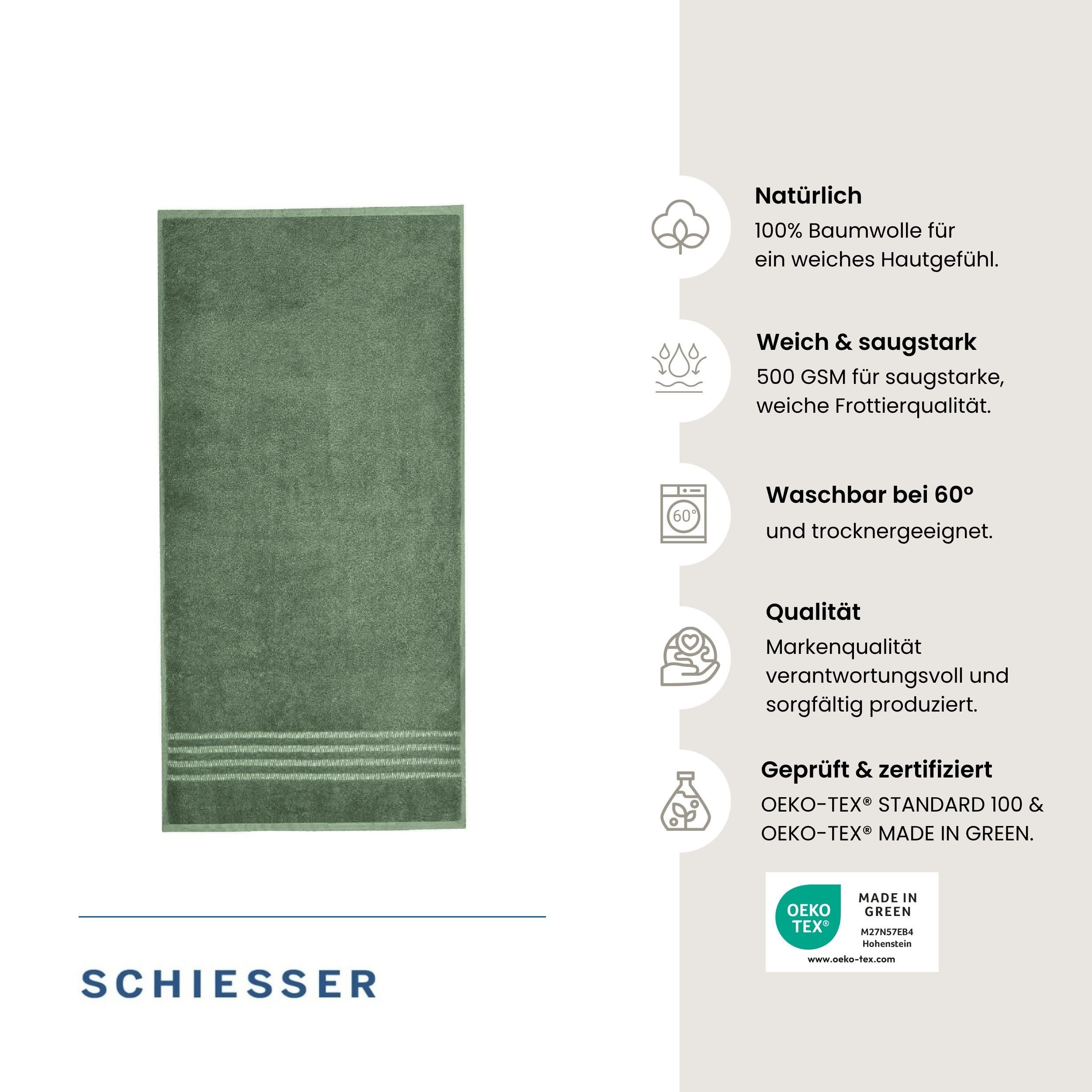 Schiesser Duschtücher Milano aus 100% Baumwolle mit eleganter Bordüre in Hoch-Tief-Optik, Frottier (Set, 2-St), OEKO-TEX® MADE IN GREEN – Bild 2 von 5