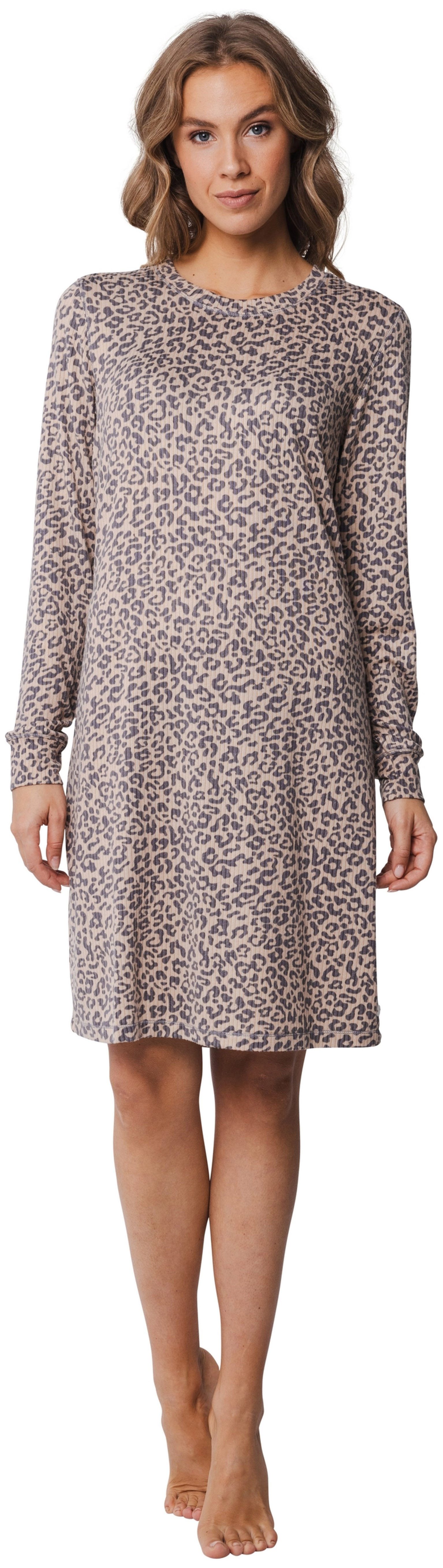 Pastunette Nachthemd Modisches Damen Schlafshirt Animal Print (1-tlg) Warm