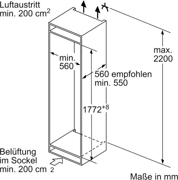 BOSCH Einbaukühlgefrierkombination 8 177,2 cm 55,8 hoch, KIF86PFE0, cm breit