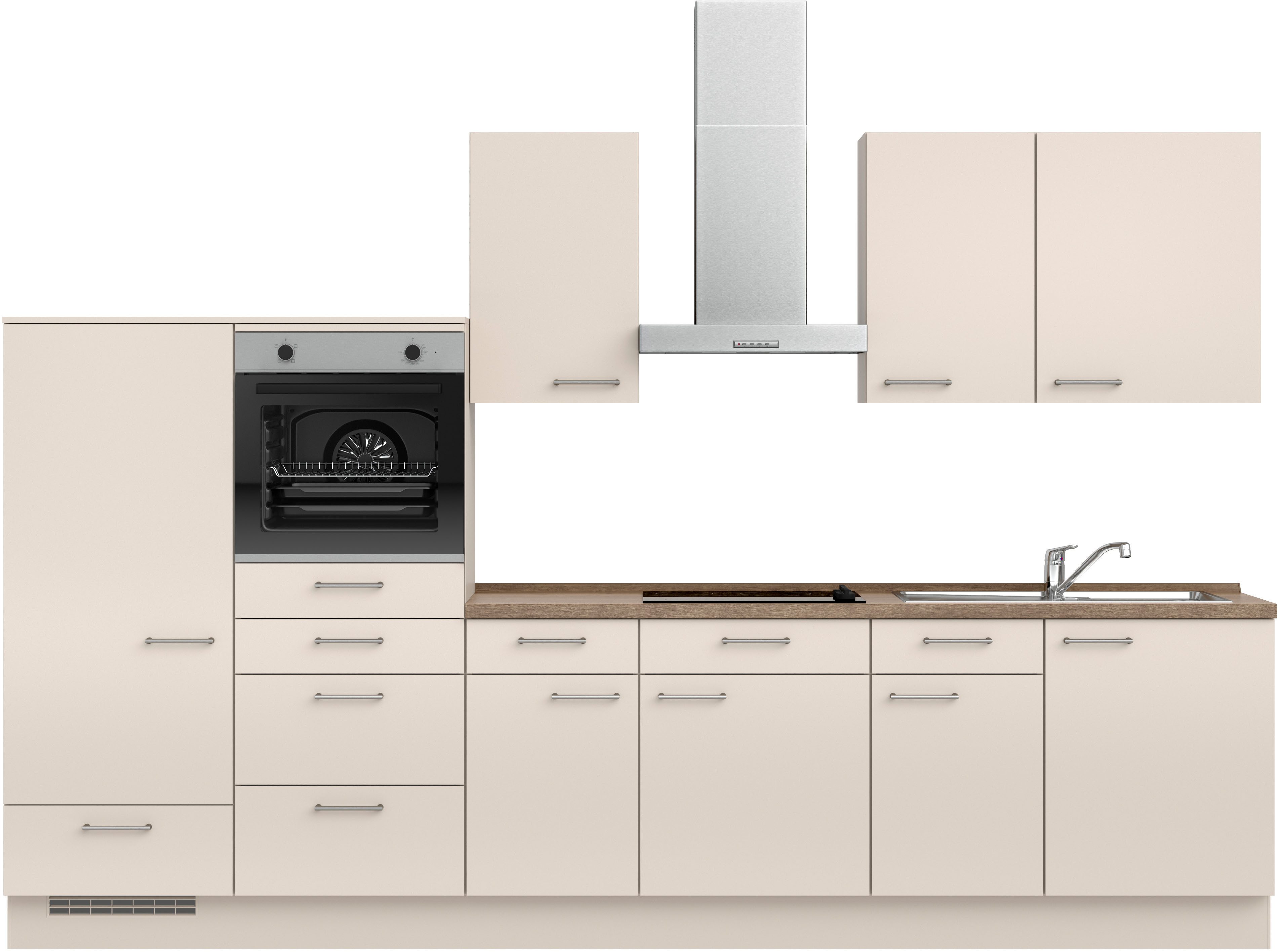 nobilia® Küchenzeile "Laser I", NEU: individuell anpassbar mit gratis Profi-Beratung, vormontiert, 330 cm breit, optional mit verschiedenen E‑Geräte-Sets