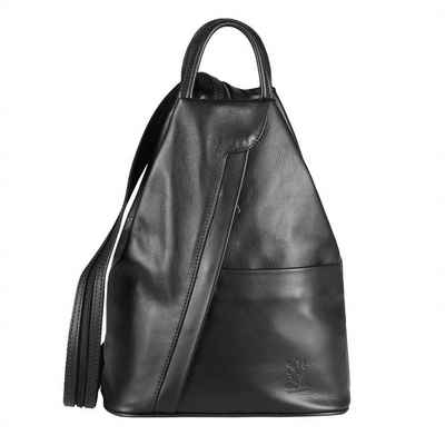 ITALYSHOP24 Rucksack Made in Italy Damen Leder Tasche Schultertasche, leichtgewicht Shopper, als Rucksack & Handtasche tragbar